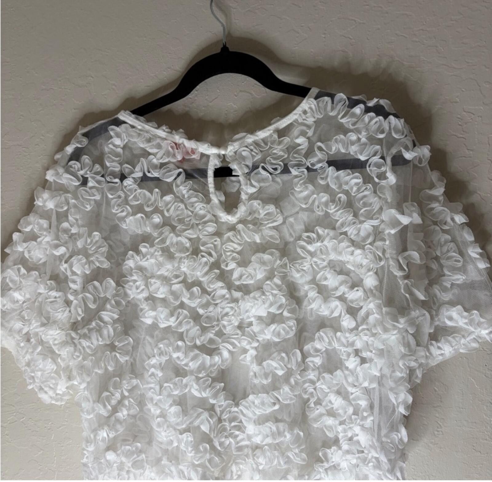 Other (Mele E Pere) Elegant Sheer Ruffled Blouse Size M / US 6-8 / IT 42-44 - 5 Thumbnail