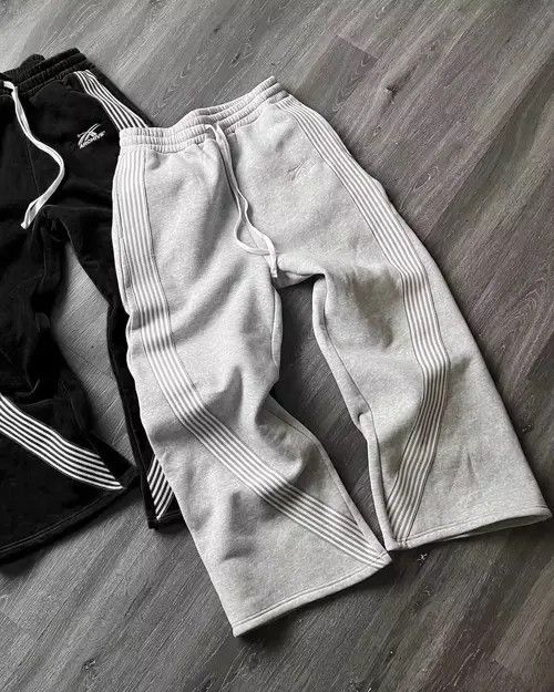 VIBE Hip Hop Elastic Waist Stripes Embroidery Baggy Sweatpants Size US 31 - 3 Thumbnail