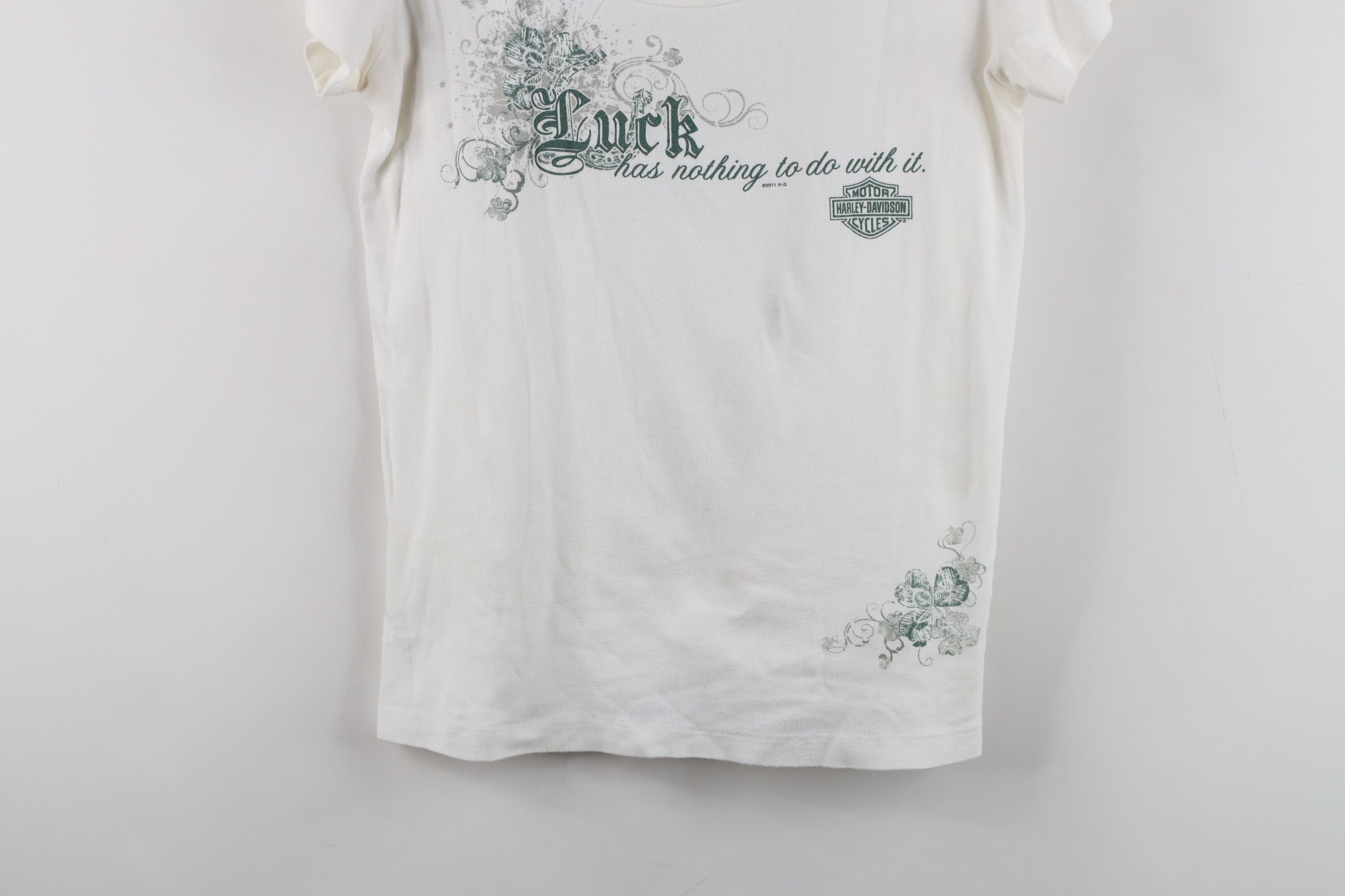 Harley Davidson × Vintage Vintage Y2K Harley Davidson Knit Lucky Shamrock T-Shirt Size US L / EU 52-54 / 3 - 3 Thumbnail