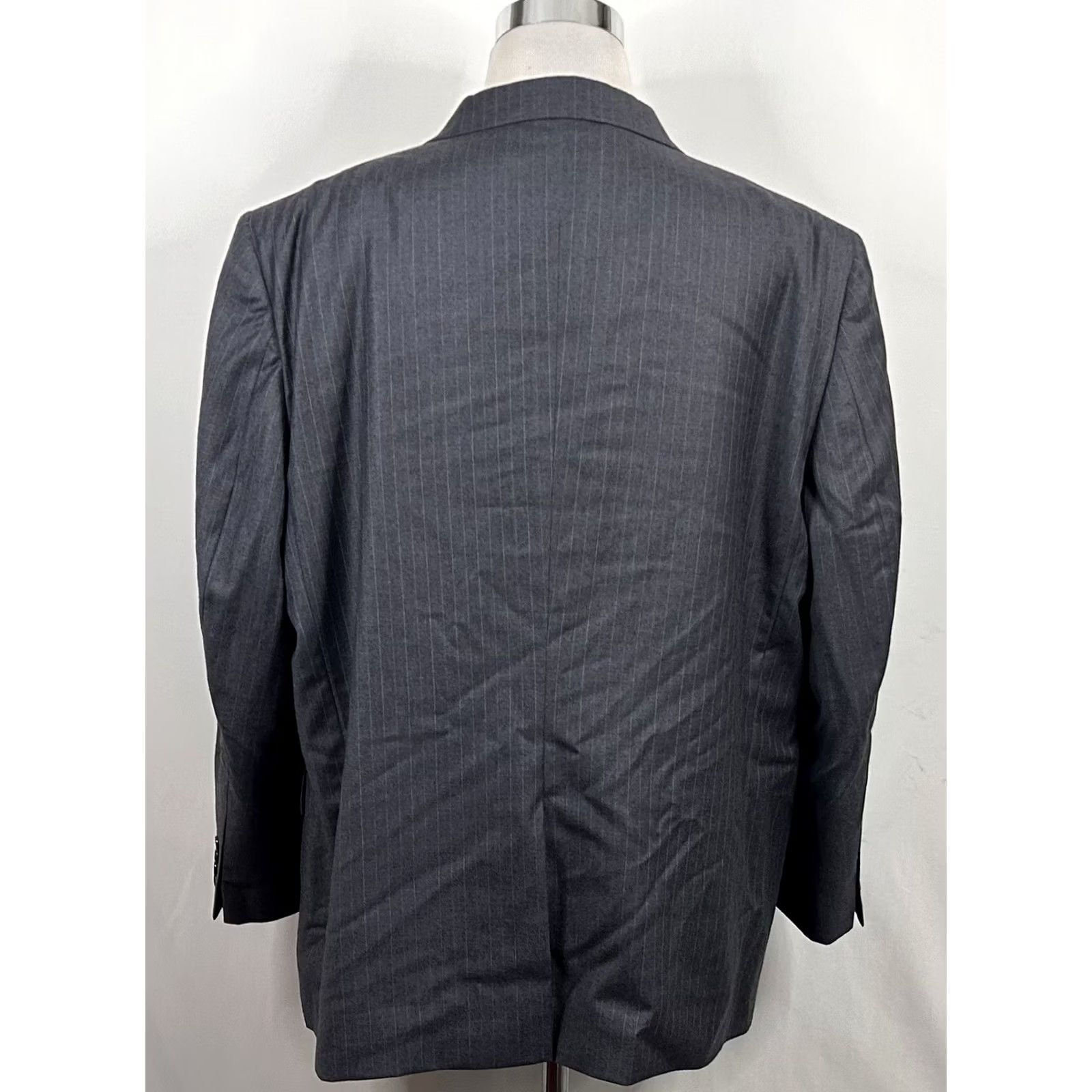 Jos. A. Bank Jos A Bank 52R Suit Gray Striped Wool 2 Piece Flat Front Notch Lapel 2-Button Vented Regular Mens Size 52R - 6 Thumbnail