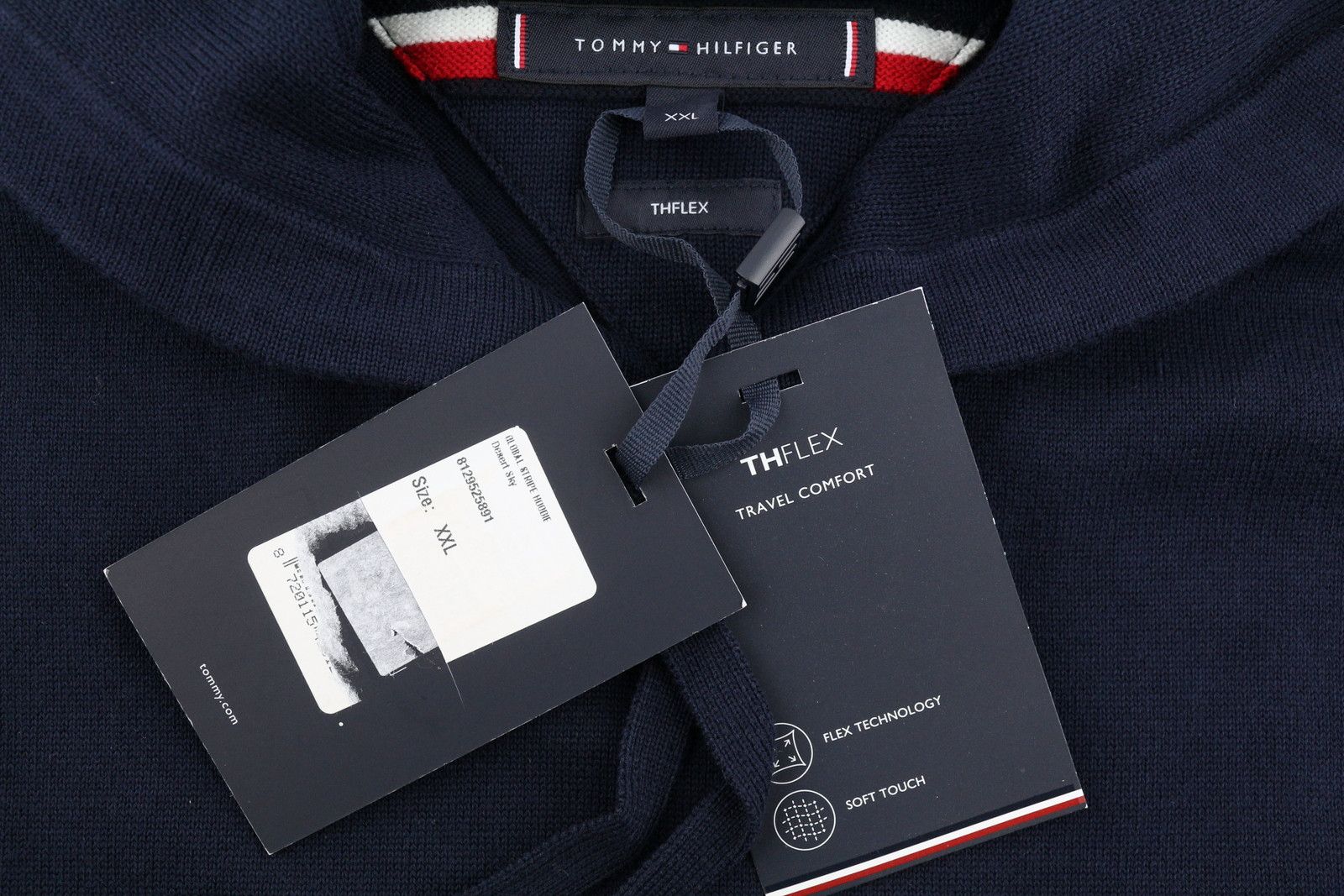 Tommy Hilfiger THFLEX GLOBAL STRIPE 2XL Hooded Navy Jumper 87391 Size US XXL / EU 58 / 5 - 10 Thumbnail