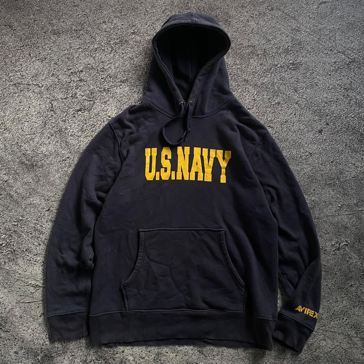 Avirex 2000s - Avirex PX U.S Navy Spellout Navy Fadded Hoodie Size US M / EU 48-50 / 2 - 3 Thumbnail