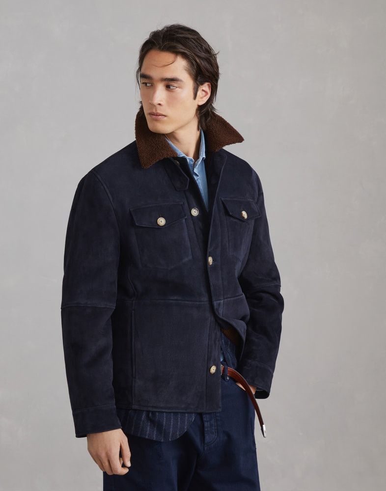 Brunello Cucinelli o1w1db10825 Fur Jacket in Blue Size US M / EU 48-50 / 2 - 1 Thumbnail