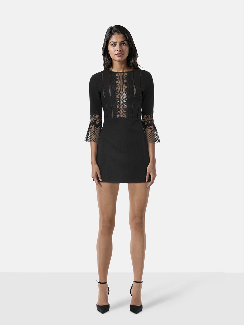 Self-Portrait Black Bell Sleeve Shift Dress Size M / US 6-8 / IT 42-44 - 1 Thumbnail