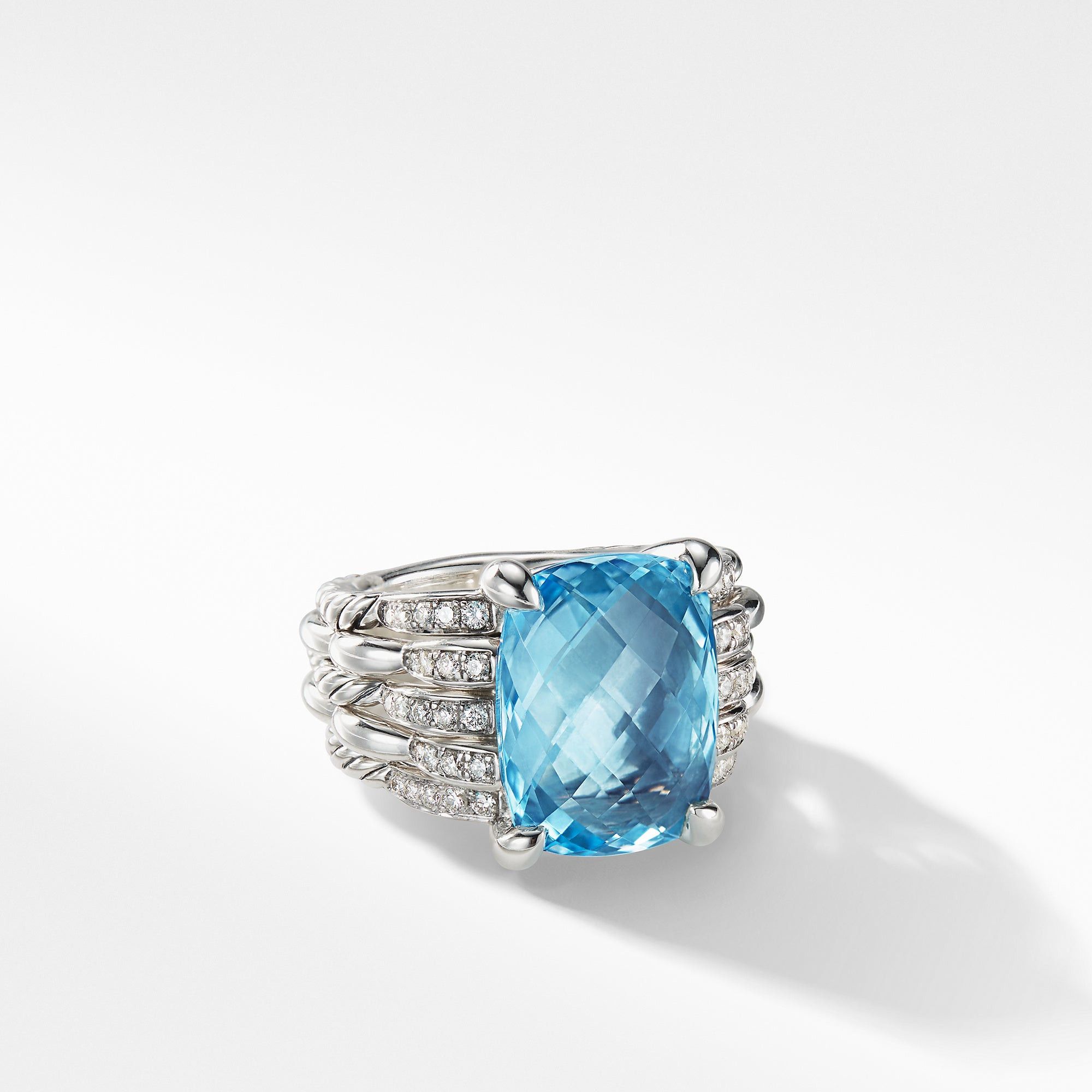 David Yurman o1w1db10325 Statement Ring with Blue Topaz and Diamonds Size ONE SIZE - 1 Thumbnail