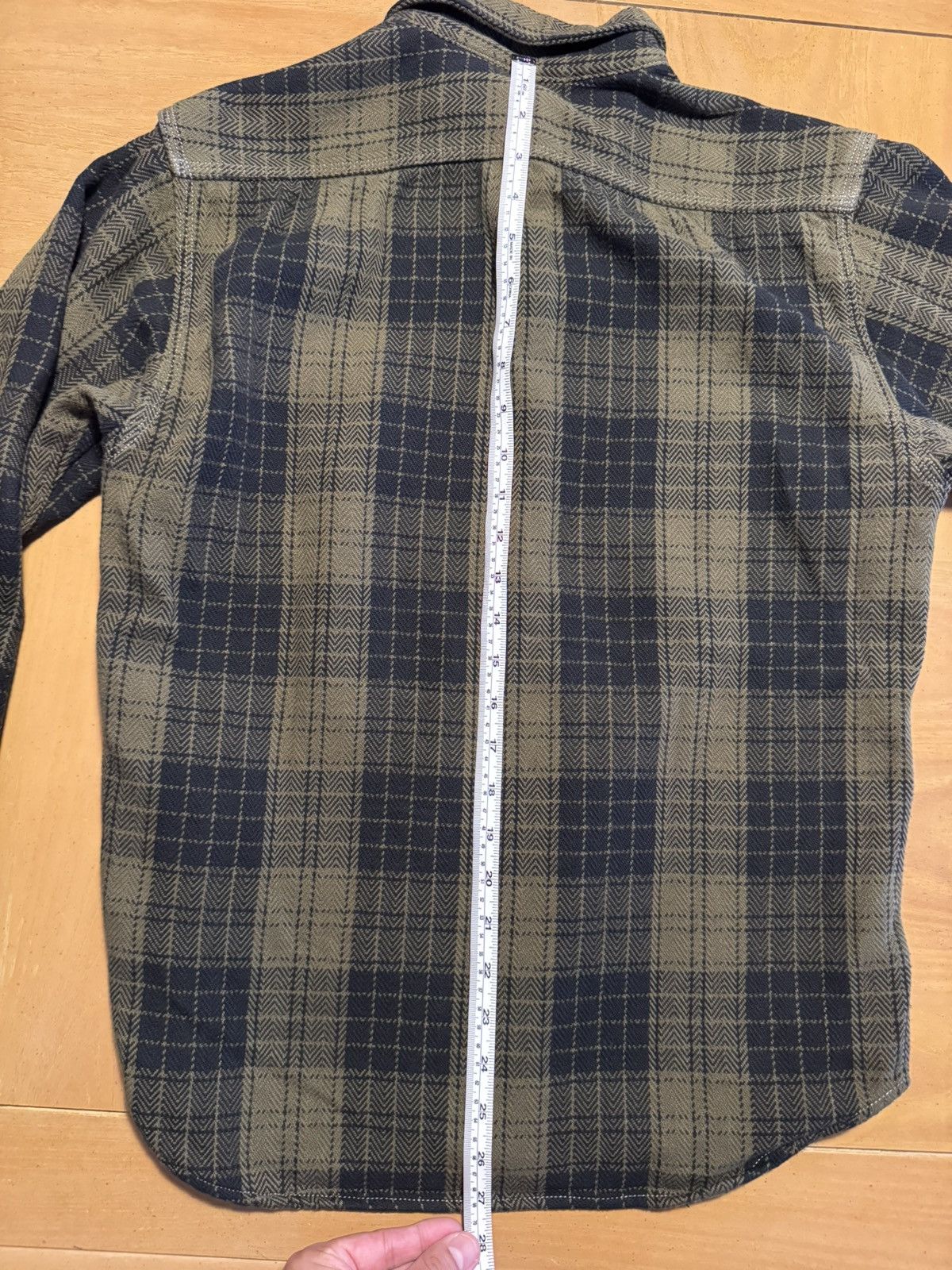 Momotaro Jeans Momotaro Herringbone Check Flannel Shirt (Olive)- 38 Size US S / EU 44-46 / 1 - 12 Thumbnail