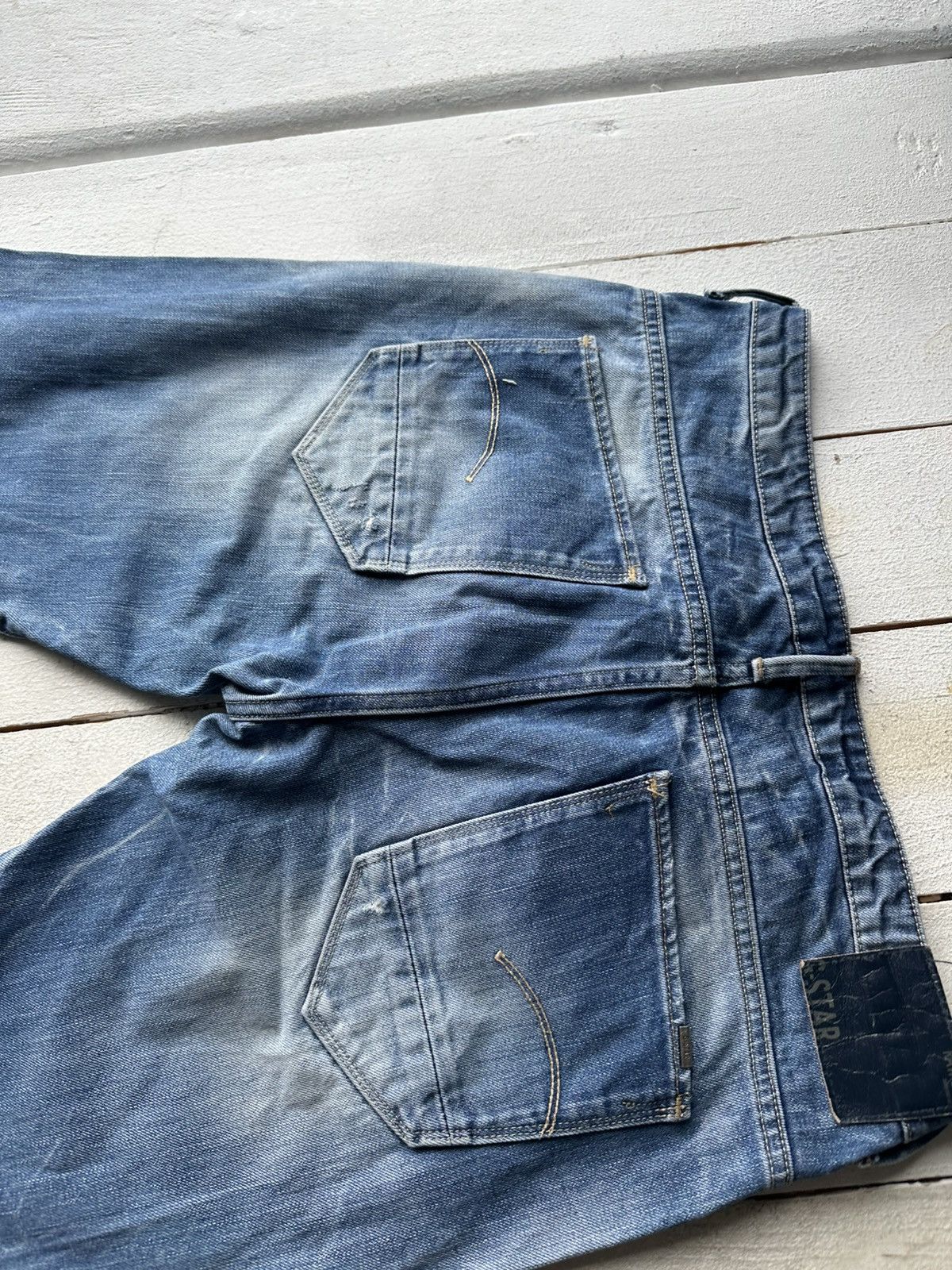 G-Star 🚨VNTG G STAR RAW BLUE FADED RARE AVANT GARDE JEANS Y2K Size 29" - 10 Thumbnail