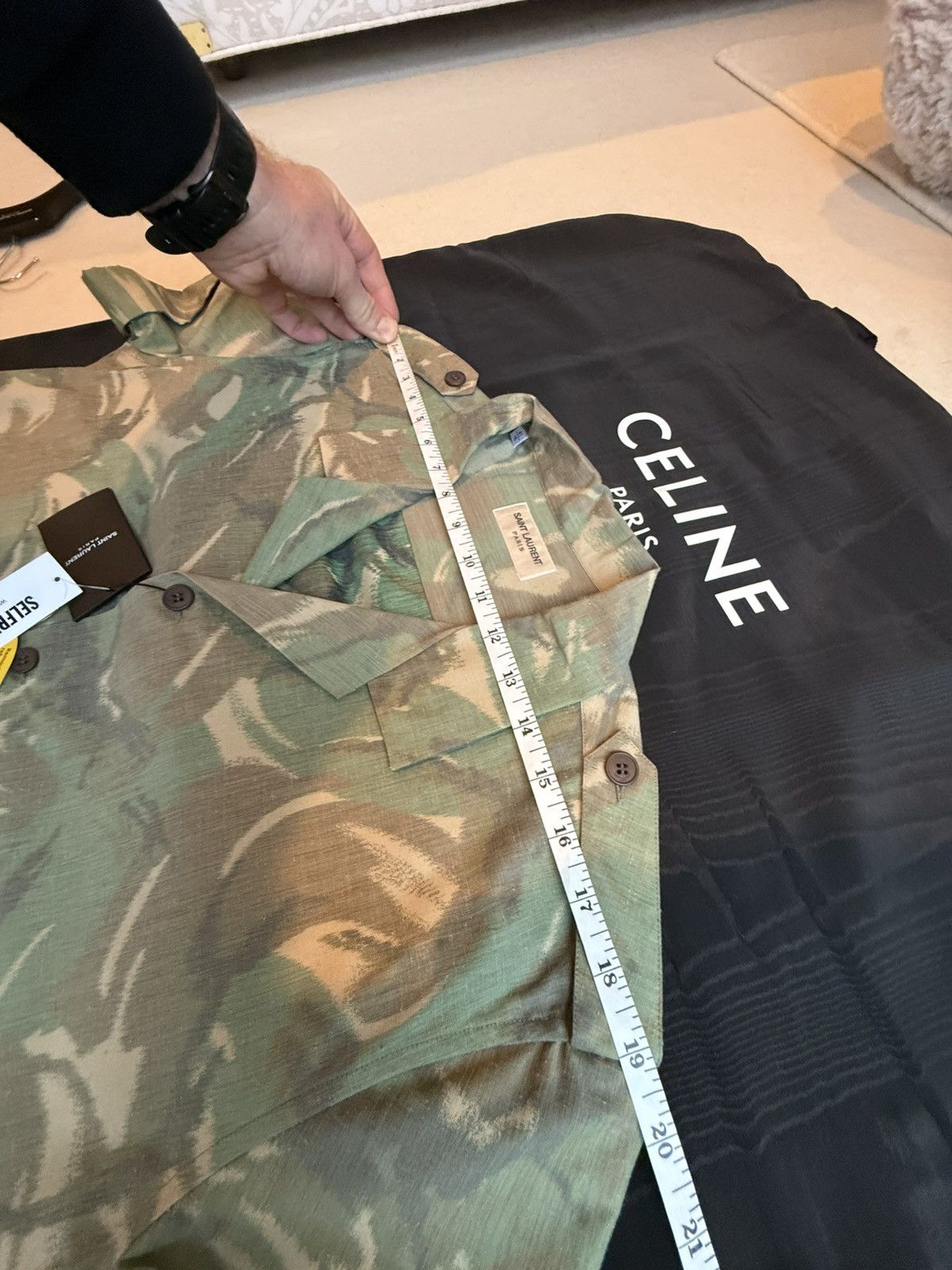 Saint Laurent Paris SS21 Saint Laurent camo short sleeve Hawaiian shirt 41 Size US L / EU 52-54 / 3 - 4 Thumbnail