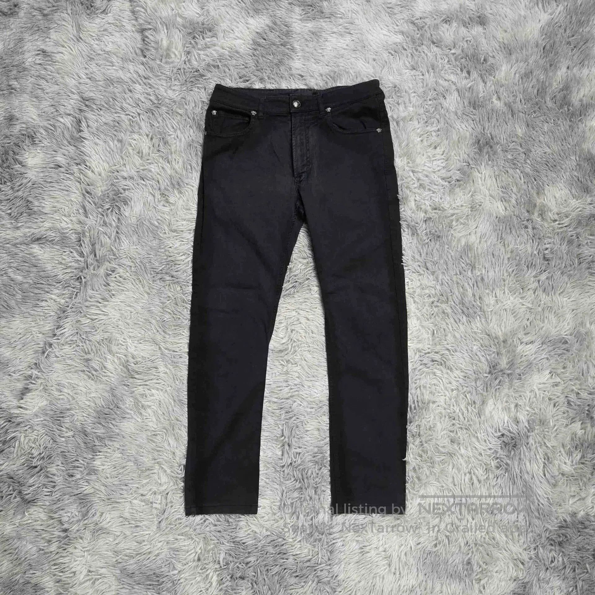 Versace versace black logo denim pants for slim fit. Size US 30 / EU 46 - 1 Thumbnail