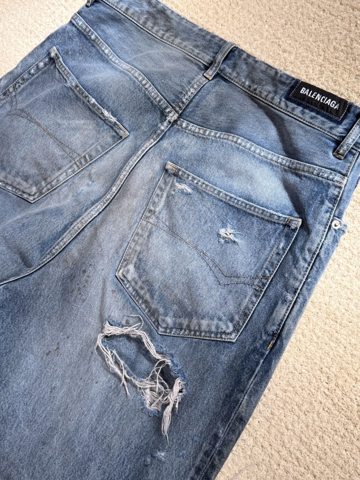 Balenciaga Balenciaga Organic Blue Japanese Denim Dirty Pale Blue Size US 34 / EU 50 - 3 Thumbnail