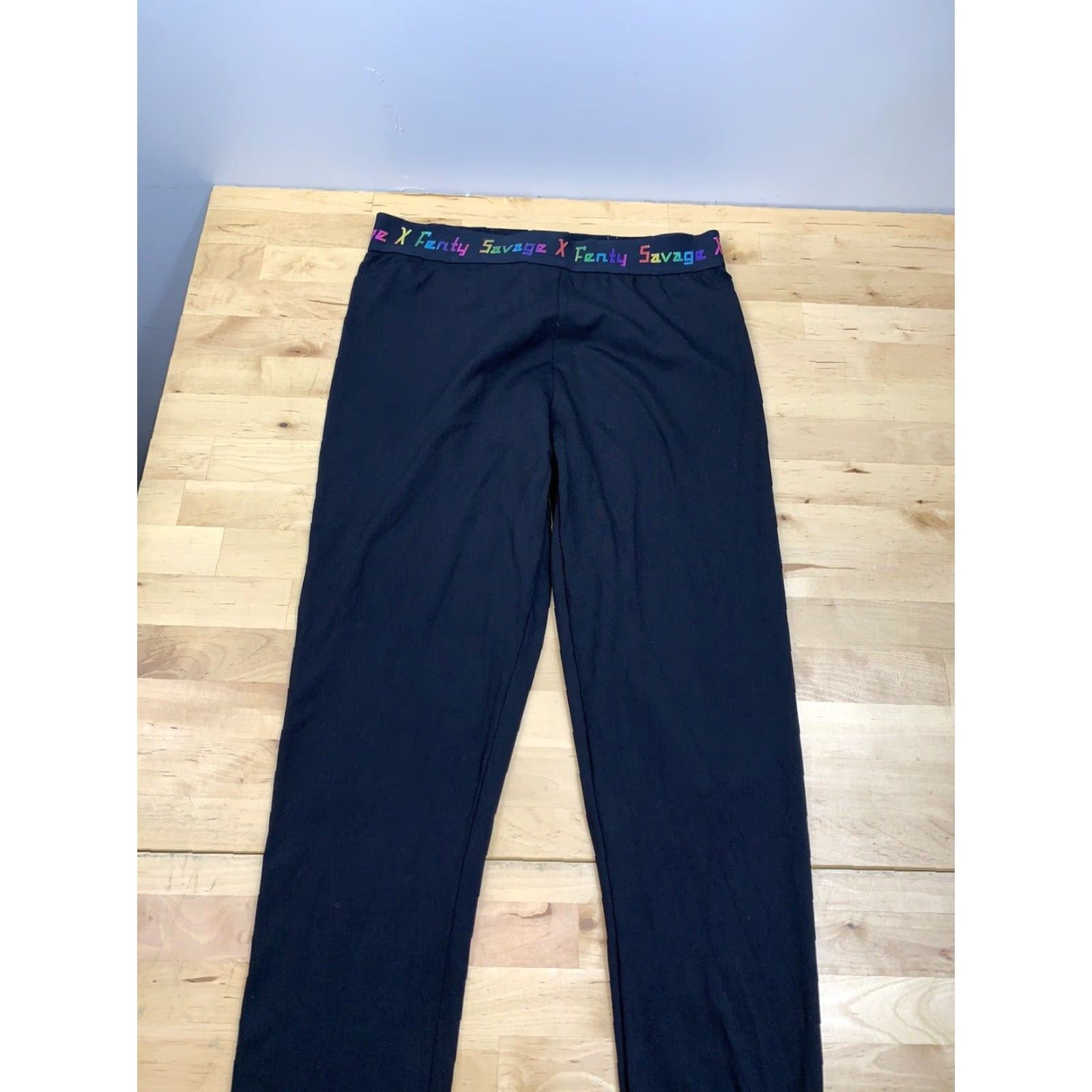 Vintage Savage X Fenty Leggings Black M Casual Ankle Womens Slim Elastic Waist Stretch Size 32" / US 10 / IT 46 - 2 Thumbnail