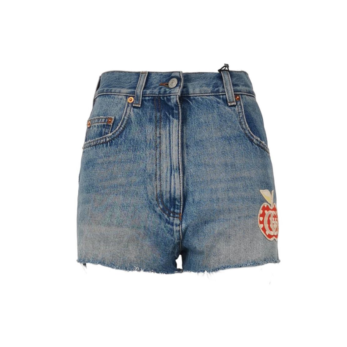 Gucci Gucci Apple Logo Denim Shorts Size 25 Size 25" / US 0 / IT 36 - 1 Thumbnail