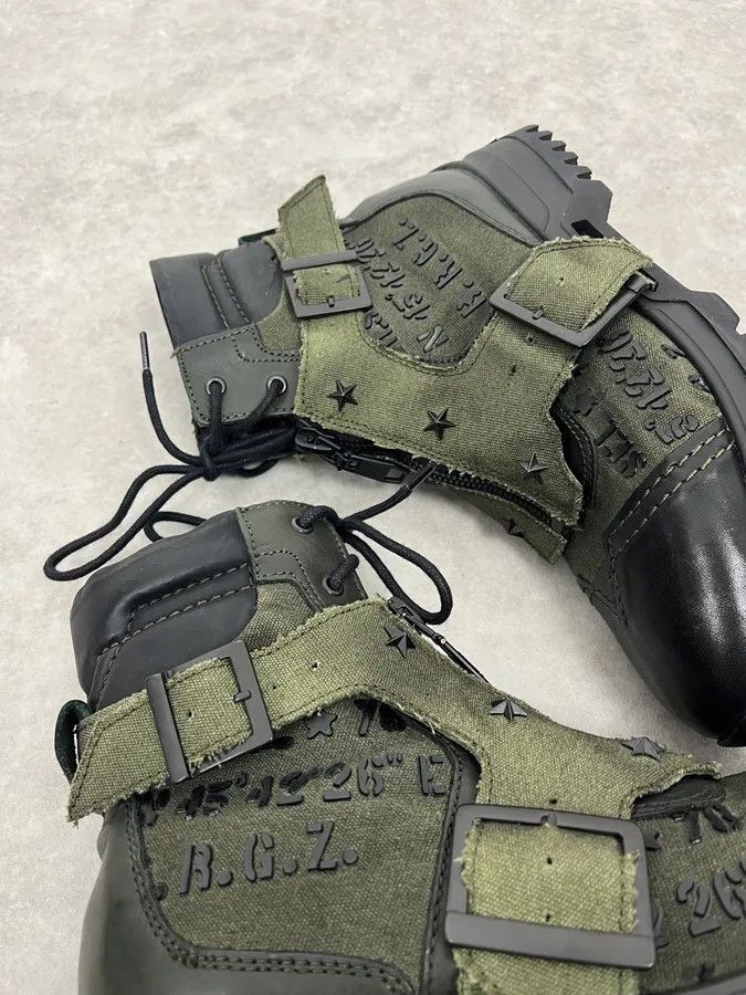 2000s Diesel Black & Green Military Combat Leather Boots