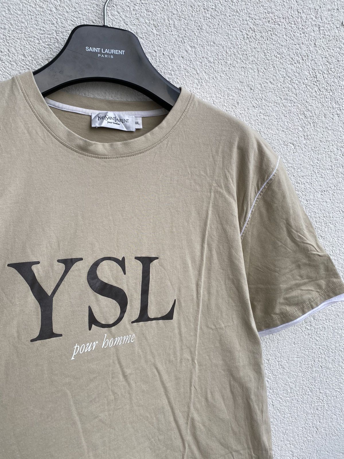 Beige YSL T-shirt Big Logo YSL Shirt