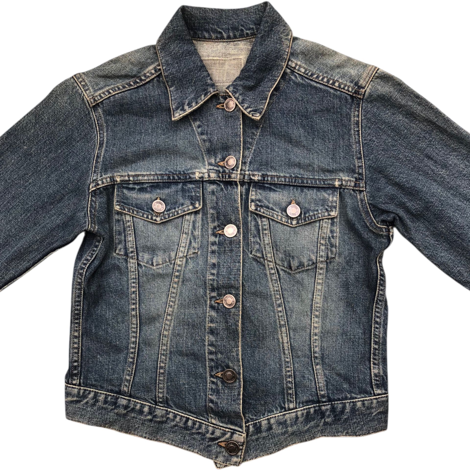 Gucci 💯Vintage GUCCI TOM FORD 00s Blue Cropped Denim Jacket Shirt Size S / US 4 / IT 40 - 3 Thumbnail