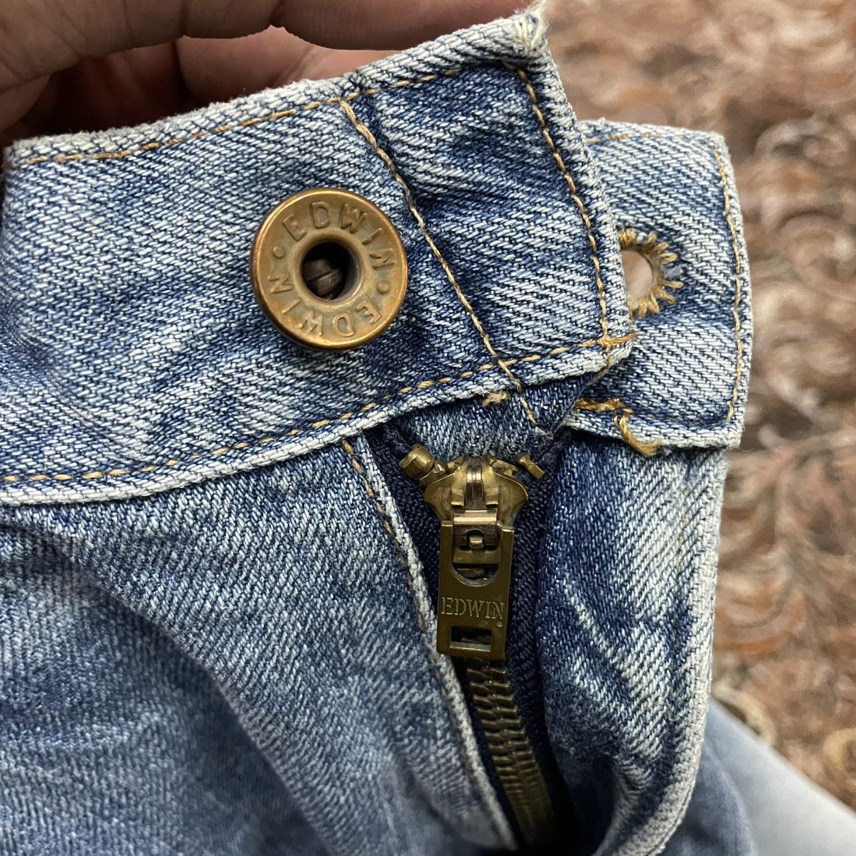 Edwin 🔥Vintage Edwin 502 Stoned Washed Ripped Slevedge Denim Jeans Size US 34 / EU 50 - 12 Thumbnail