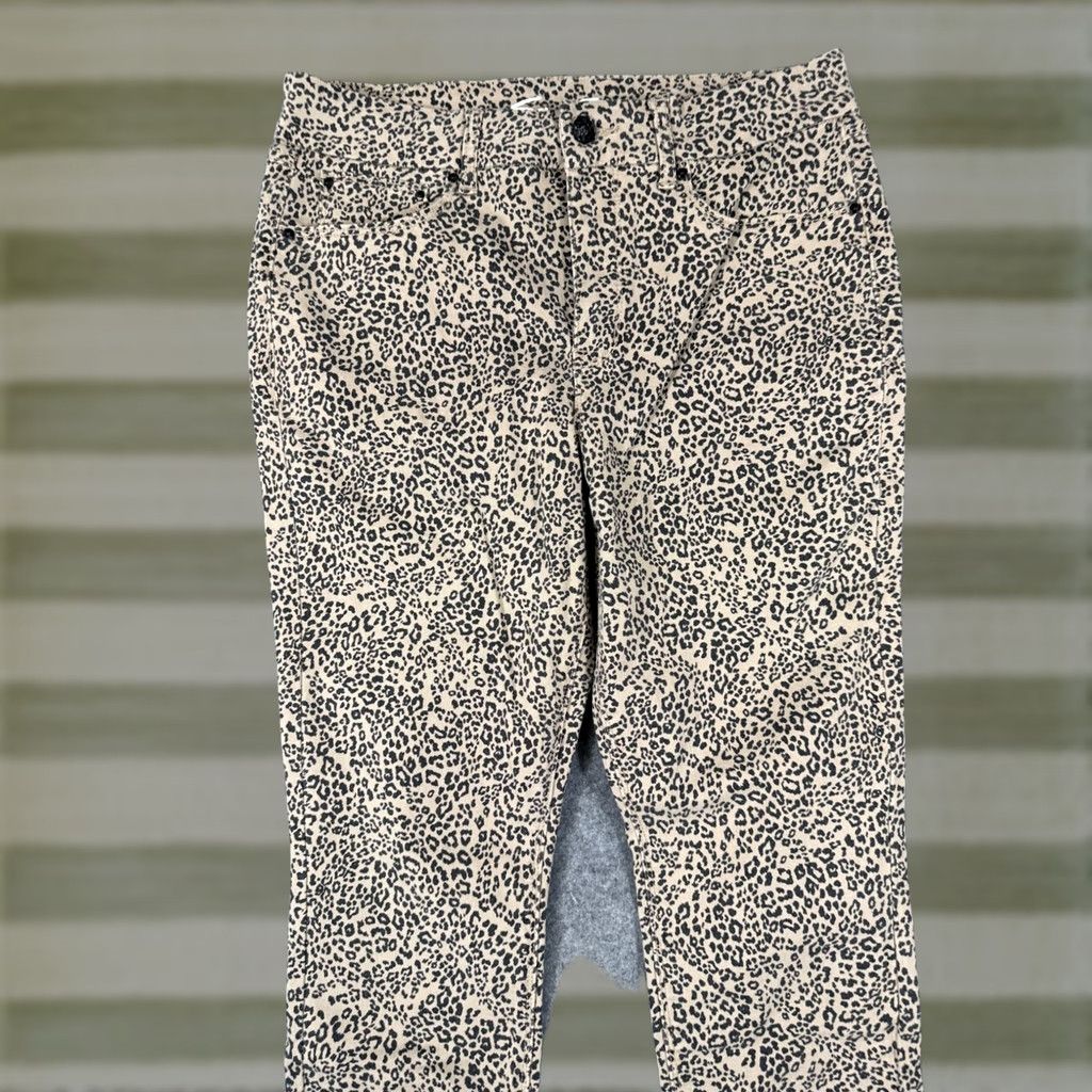 Vintage VINTAGE Seven7 Tummyless Skinny Jeans Womens 12 Beige Leopard Print High Rise Denim NWT Size 34" / US 12 / IT 48 - 1 Thumbnail