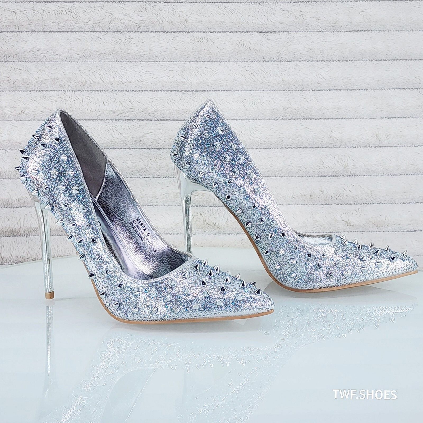 Other Wicked Sexy Spike Stud Iridescent Rhinestone High Heel Pump Size US 6.5 / IT 36.5 - 4 Thumbnail