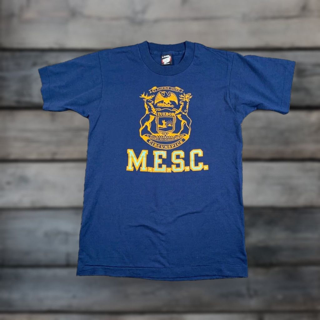 Vintage VINTAGE 80s Screen Stars T-Shirt Adult Small Blue Michigan Seal Print Size US S / EU 44-46 / 1 - 1 Thumbnail