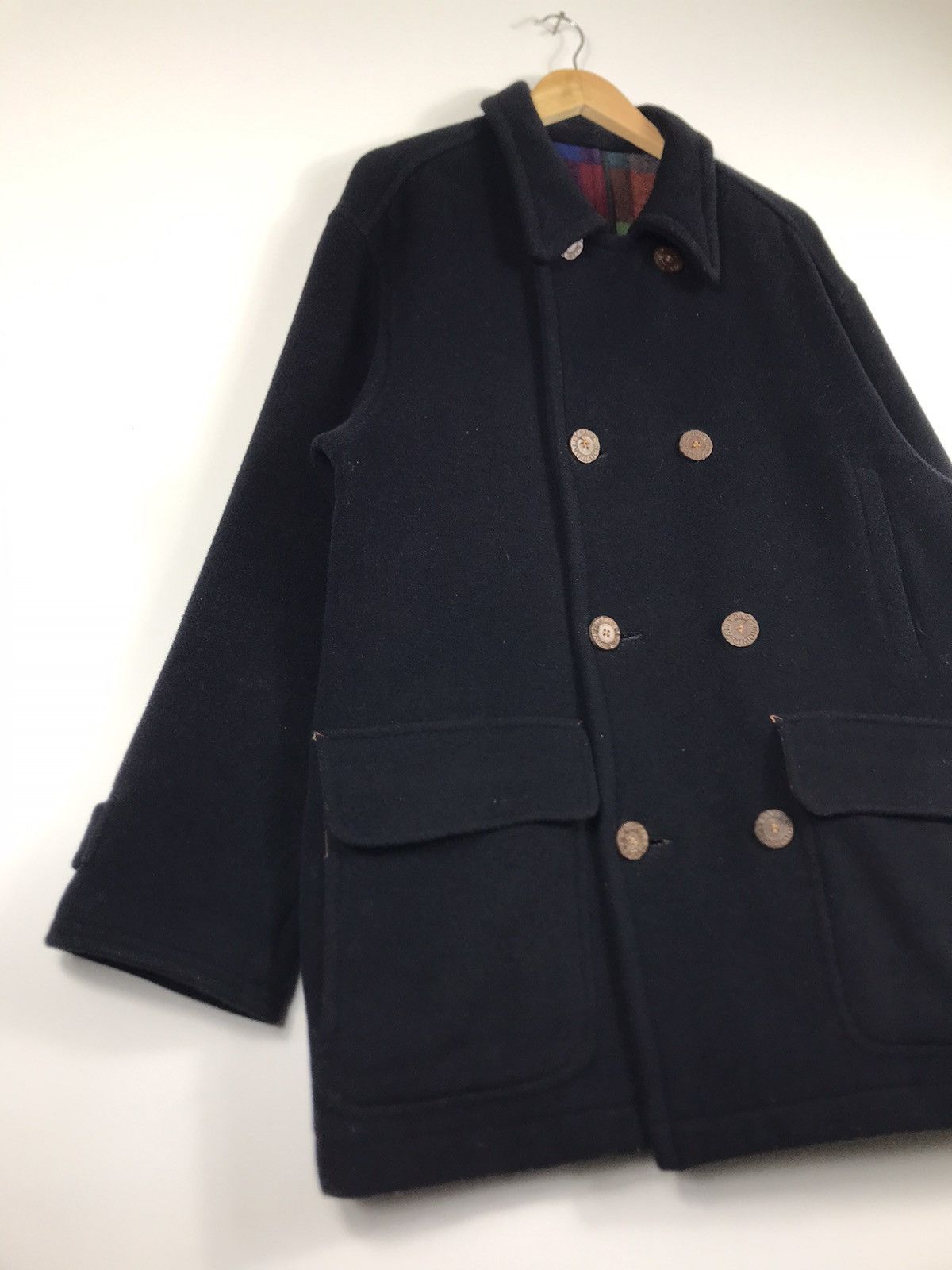 Japanese Brand × Vintage ⚡️Vintage ixi:z Fleece Double Breast Peacoat Jacket Size US L / EU 52-54 / 3 - 2 Thumbnail