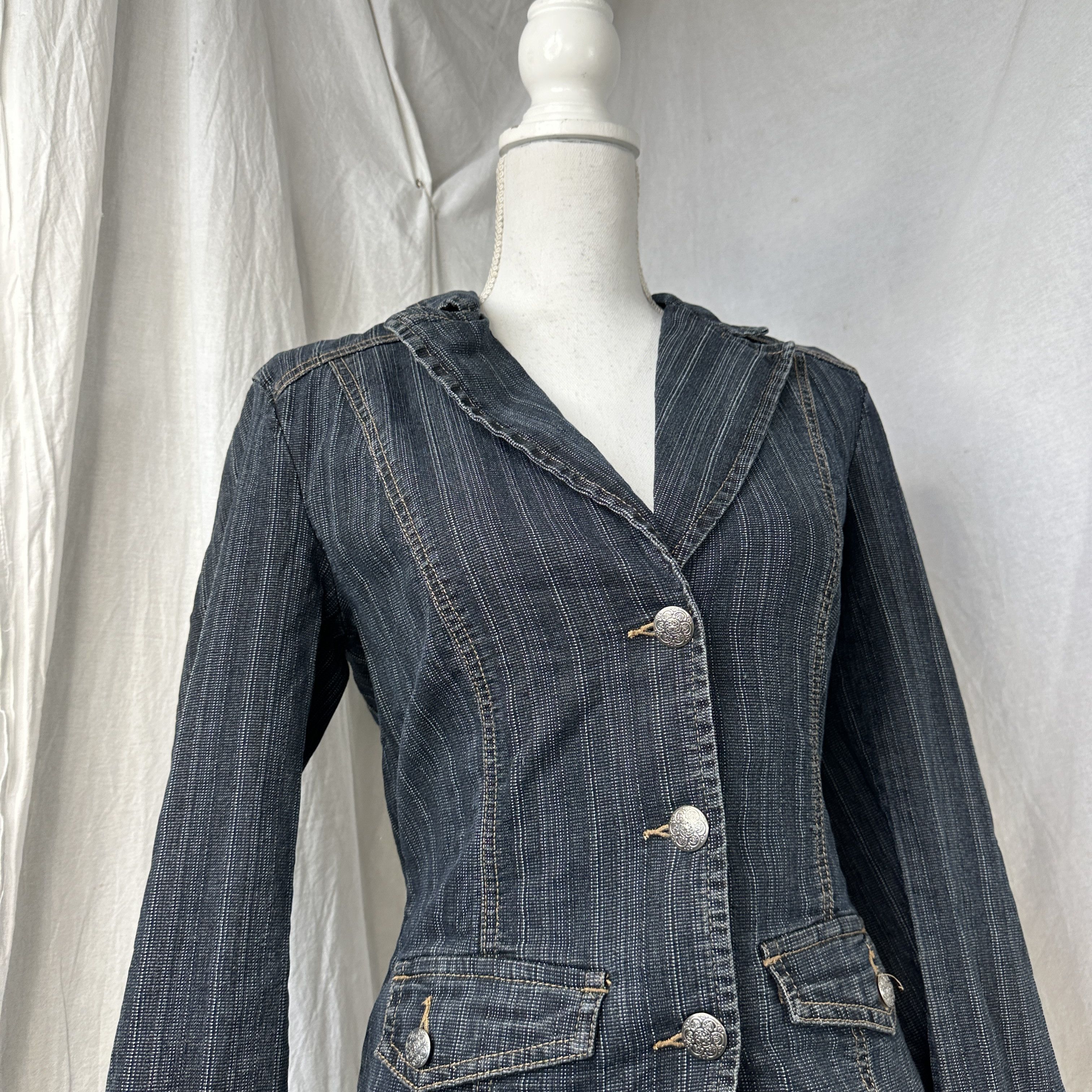 Vintage Vintage Denim Preppy Casual Stripped Butonned 00s Jacket Size M / US 6-8 / IT 42-44 - 5 Thumbnail