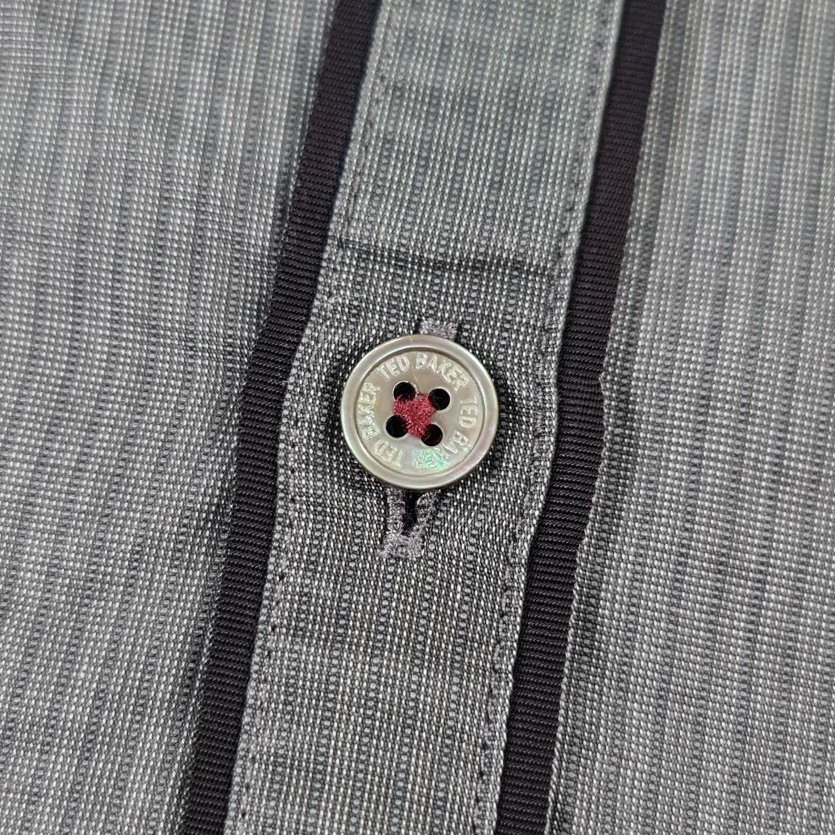 Ted Baker Ted Baker Mens Button-Up Shirt Grey 2XL Striped Cotton Lyocell Long Sleeve Collared Button-Up Regular Mens Clothing City Classic Designer Vintage: No Size US XXL / EU 58 / 5 - 5 Thumbnail