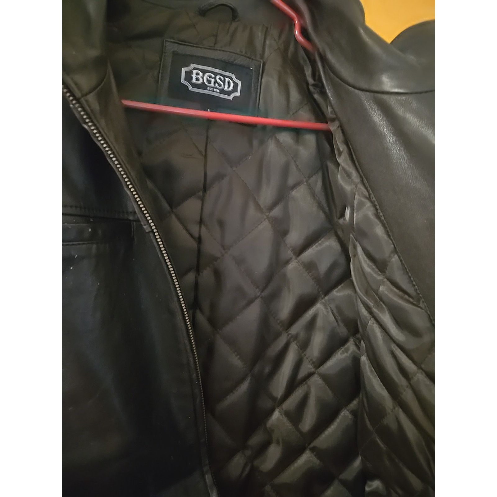 Leather BGSD Mens Leather VEST Black QUILTED INTERIOR SIZE LARGE Size US L / EU 52-54 / 3 - 5 Thumbnail