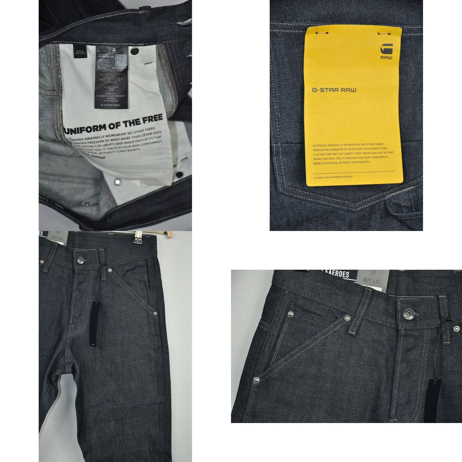 G-Star G-Star Raw Faeroes Classic Straight Tapered Higa Denim Jeans W27/L32 Size US 27 - 8 Thumbnail