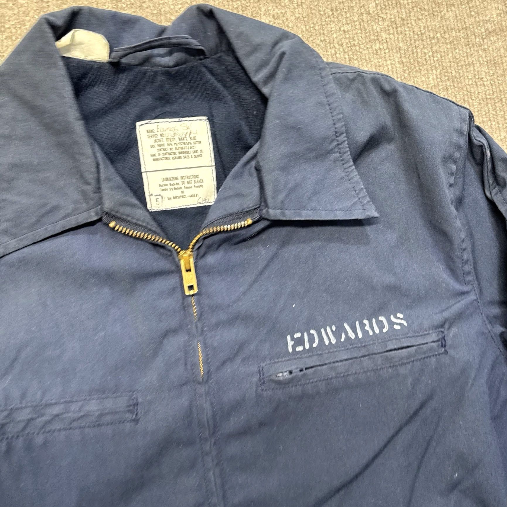 Vintage VINTAGE US Navy Deck Jacket Mens 40L Blue Military Cotton Blend Full Zip Workwear Stencil 80s 70s Size US XXS / EU 40 - 6 Thumbnail