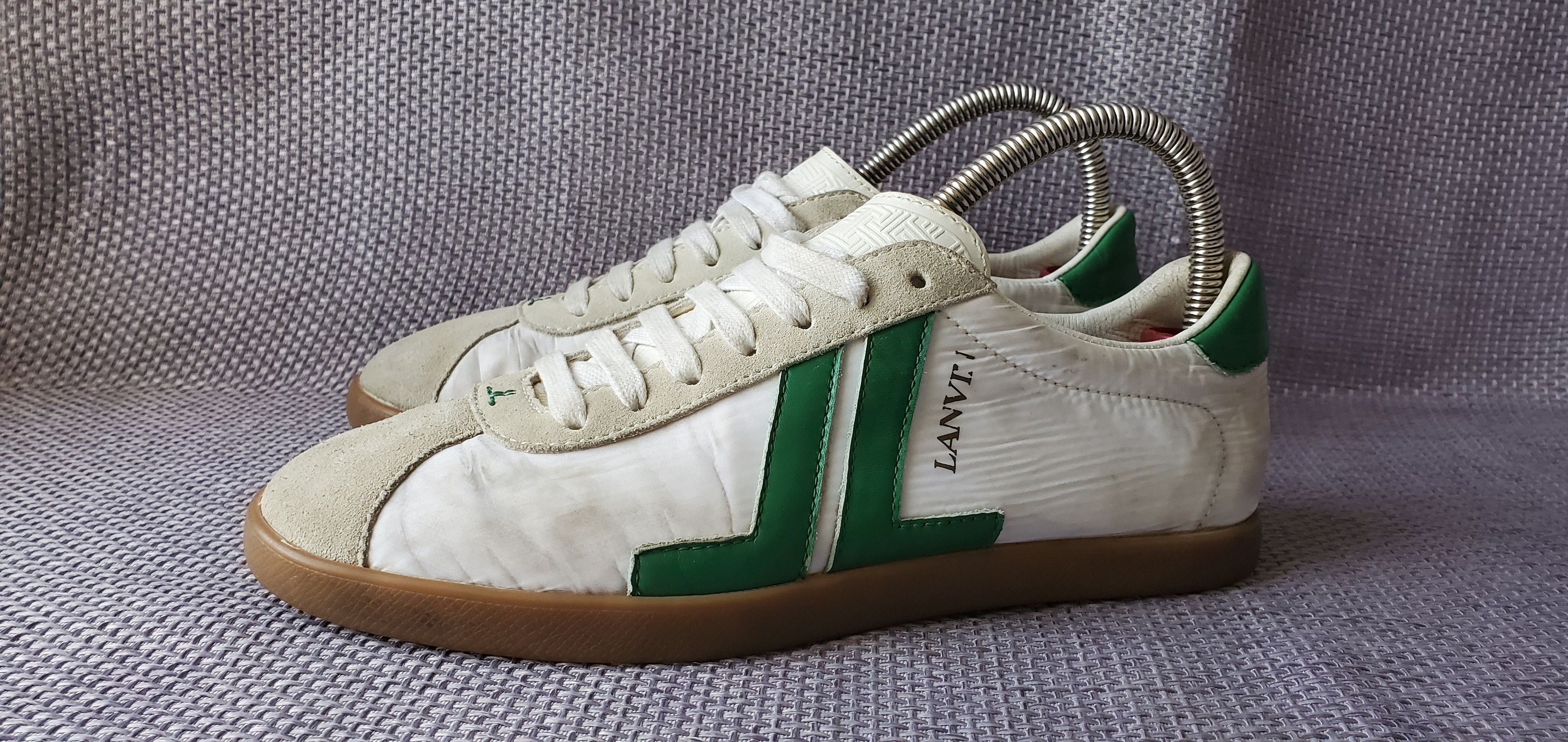 image of Lanvin Cream Lace Up Sneakers in White, Women's (Size 9)