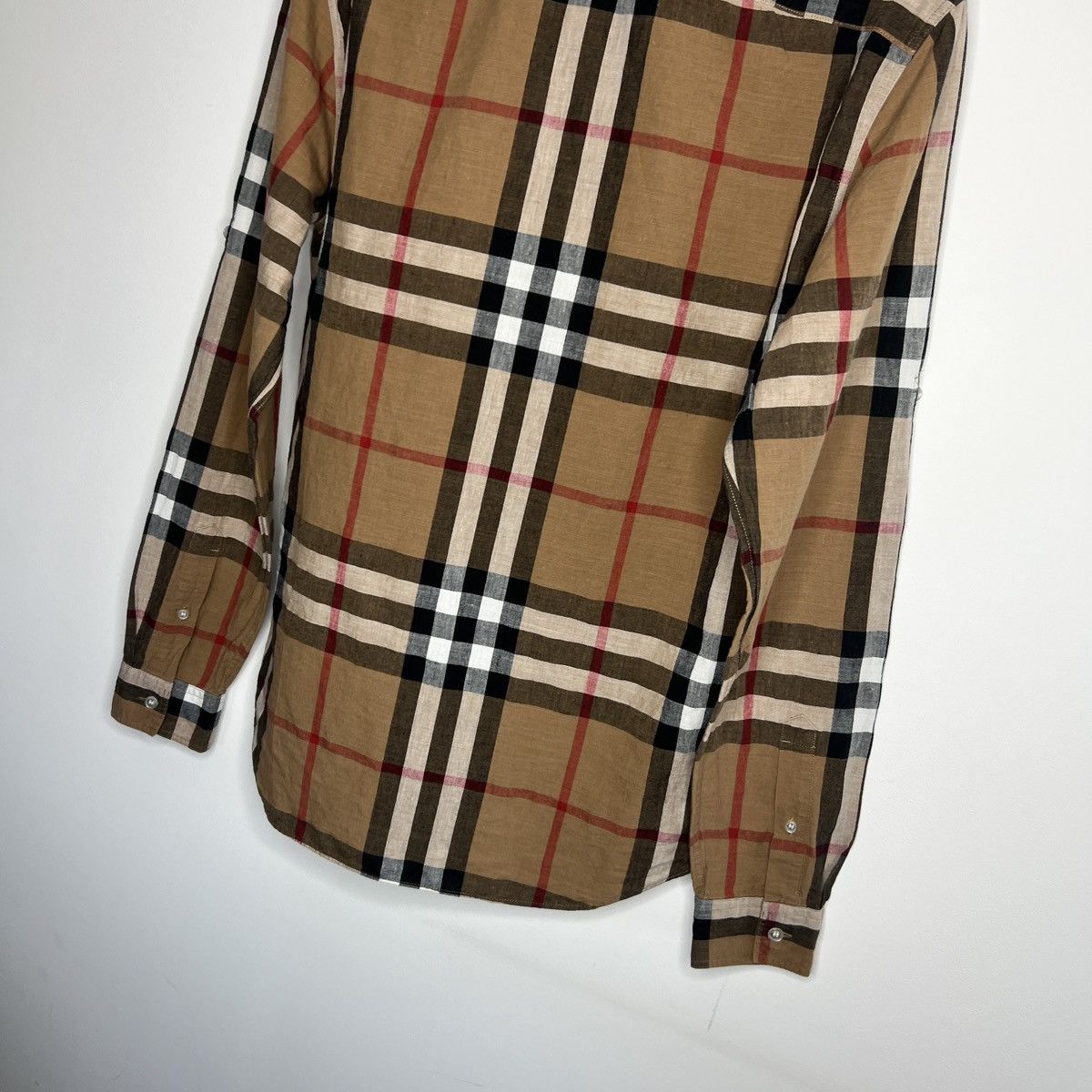 Burberry × Burberry Prorsum × Designer Burberry Nova Check Pattern Linen Shirt Brown Size US S / EU 44-46 / 1 - 10 Thumbnail