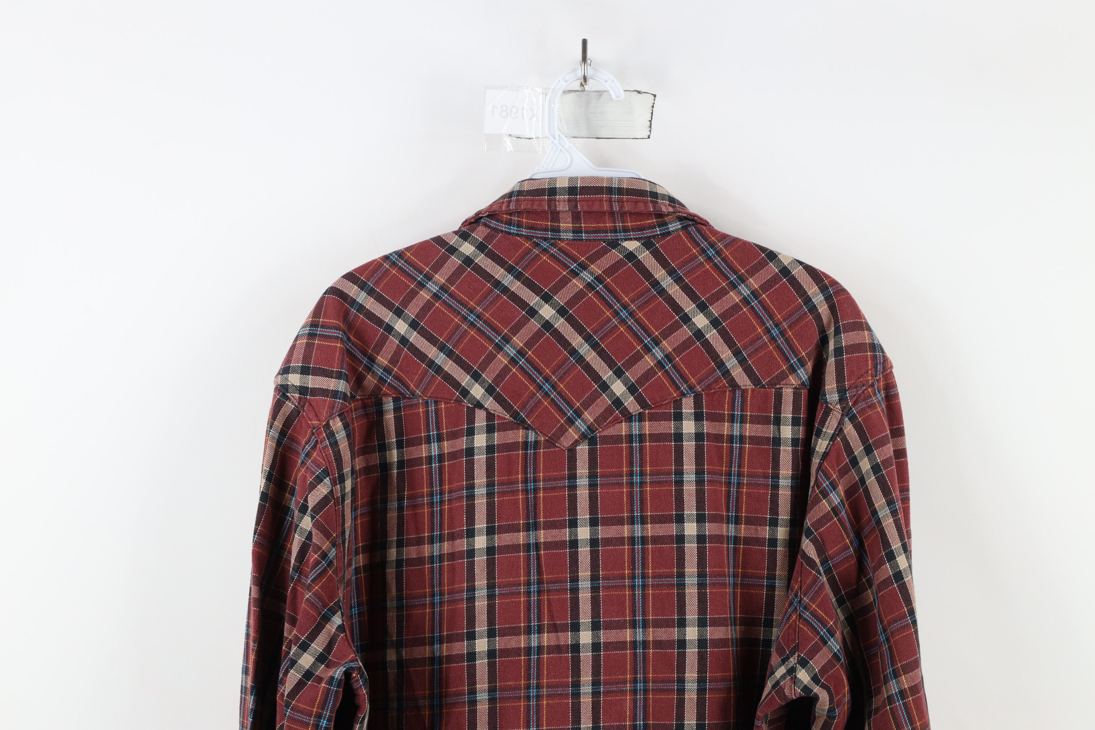 Vintage × Wrangler Vintage 90s Wrangler Western Snap Button Flannel Shirt Plaid Size US XXL / EU 58 / 5 - 12 Thumbnail