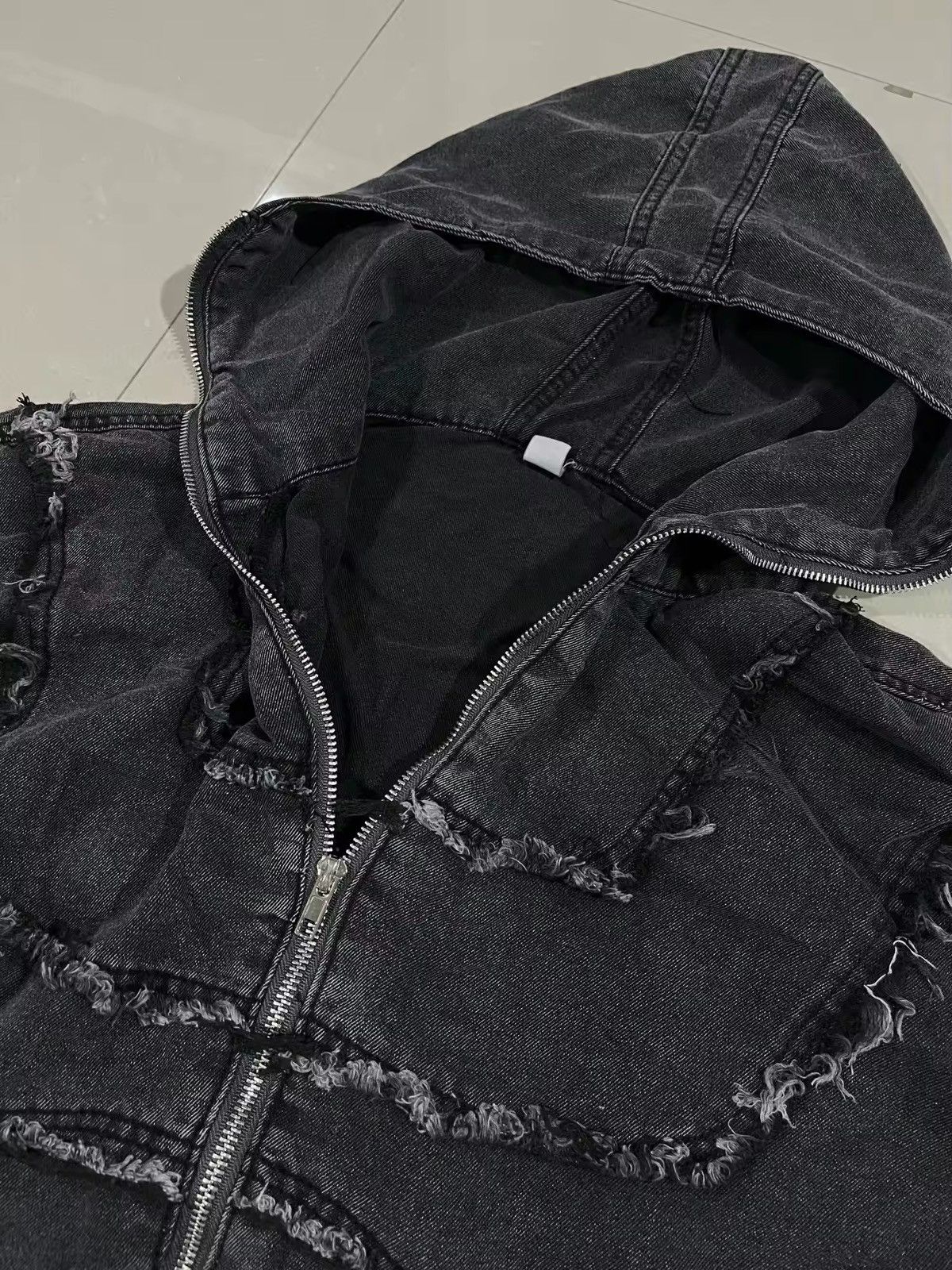Japanese Brand × Vintage Y2K Splicing Zip Up Hoodie Denim Jacket Size US M / EU 48-50 / 2 - 8 Thumbnail
