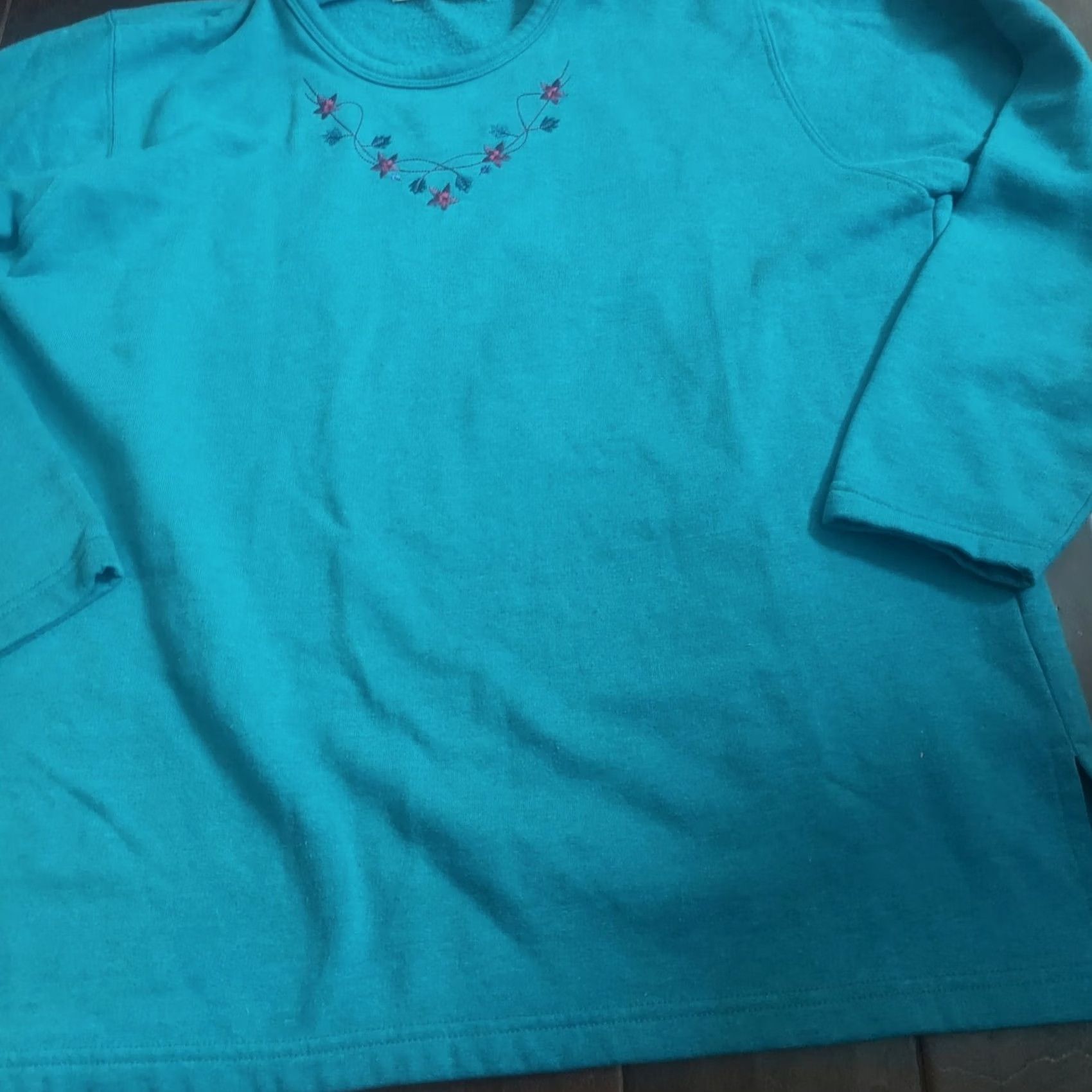 Vintage Holmewood Women's Turquoise Blue Plant Star Print Pullover Sweater Size M 14/16 Sleeve Long Crew Neck Stars Pullover Women M & M Size M / US 6-8 / IT 42-44 - 4 Thumbnail