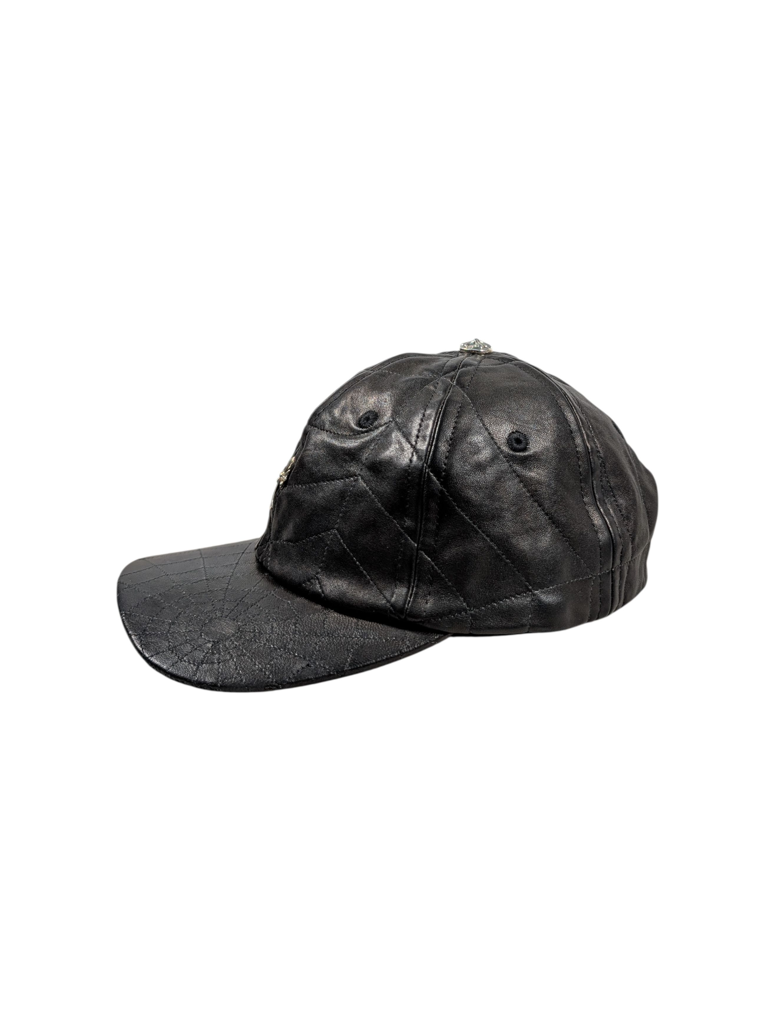 Chrome Hearts Chrome Hearts Spiderweb Silver Cross Leather Hat Black Size ONE SIZE - 4 Thumbnail