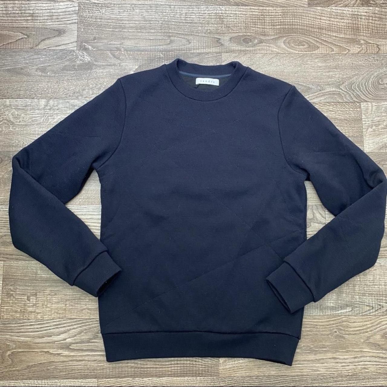 Sandro Sandro Quilted Linen Knit Navy Blue Heavyweight Sweater XS Size US XS / EU 42 / 0 - 6 Thumbnail