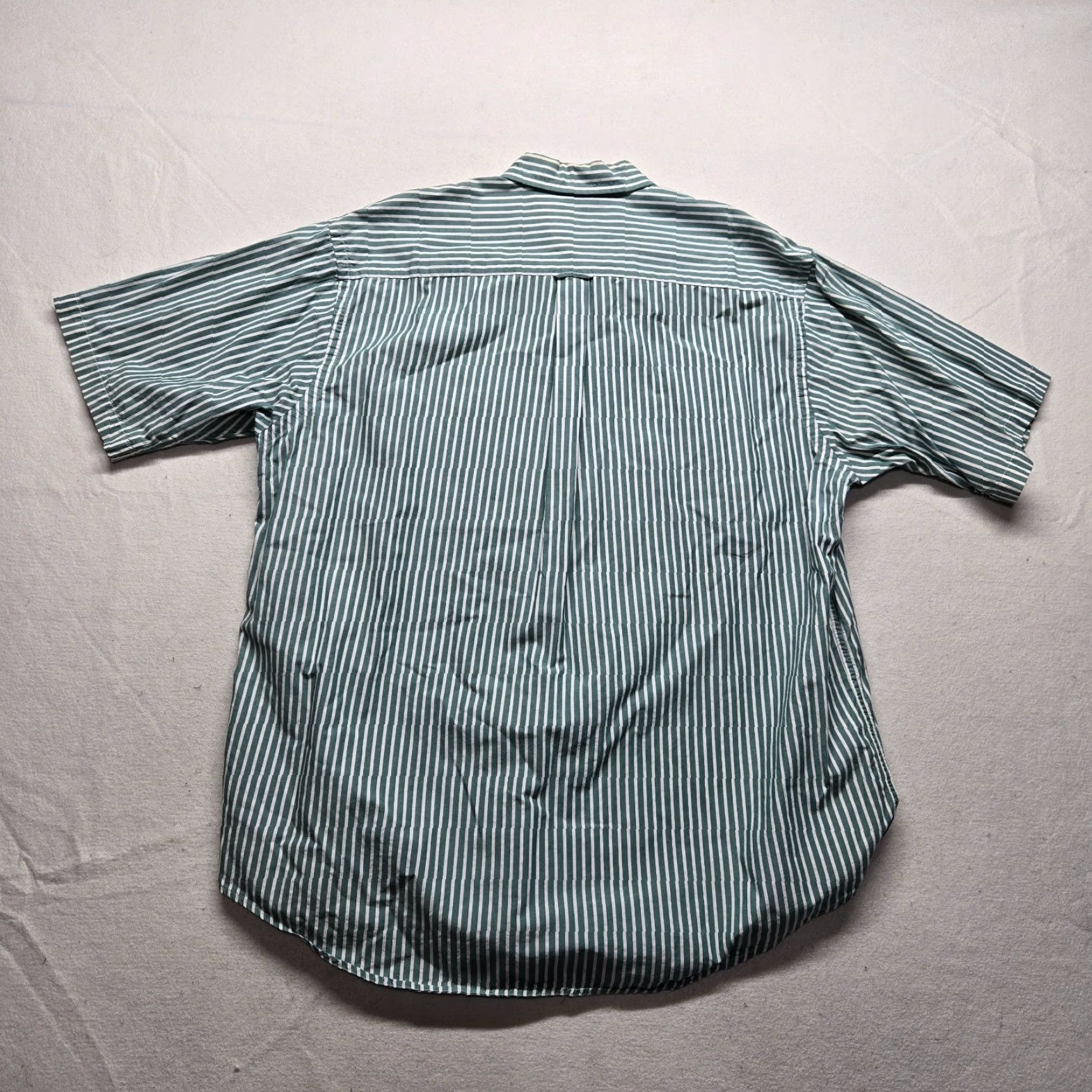 Nautica Nautica Shirt Men XL 100% Cotton Green White Stripes Button-Up, Collared, Short Sleeve, Regular Fit, Casual Business, Button-Front, Pockets Size US XL / EU 56 / 4 - 7 Thumbnail