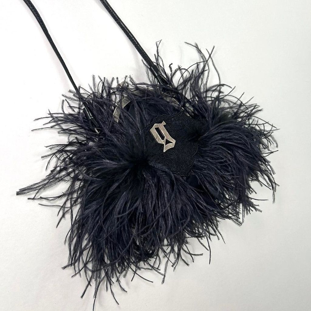 John Galliano 2008 Galliano black genuine ostrich feather handbag Size ONE SIZE - 1 Thumbnail