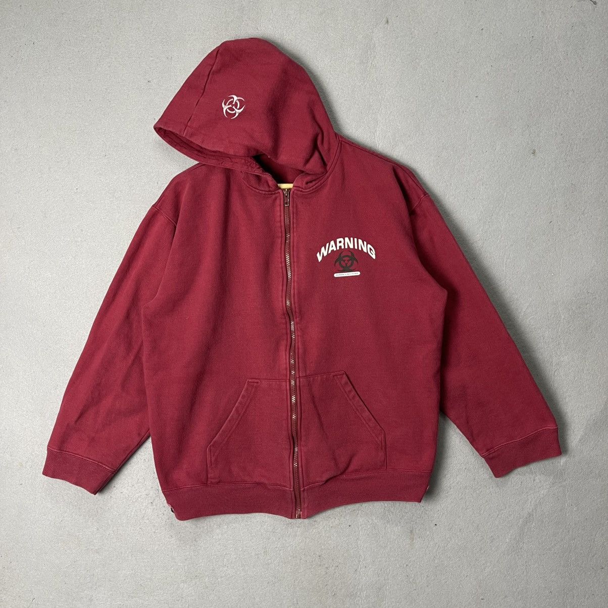 Japanese Brand Y2K Warning Street Gear Full Zip Hoodie (Size Large) Size US L / EU 52-54 / 3 - 3 Thumbnail