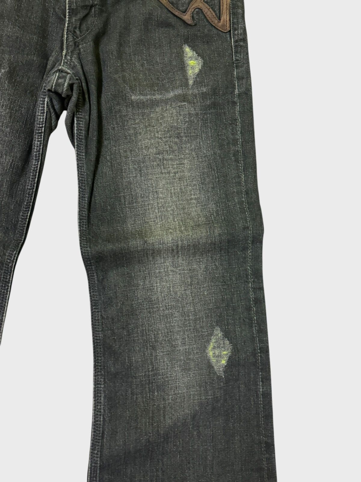 5351 POUR LES HOMMES FLARED NICOLE CLUB FOR MEN DISTRESSED WITH LEATHER DENIM Size US 32 / EU 48 - 7 Thumbnail