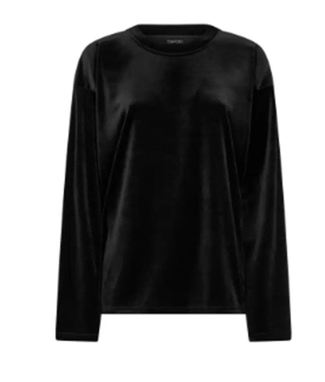 Tom Ford o1loc1c0325 TSJ550 Velour Blouse in Black Size M / US 6-8 / IT 42-44 - 1 Thumbnail
