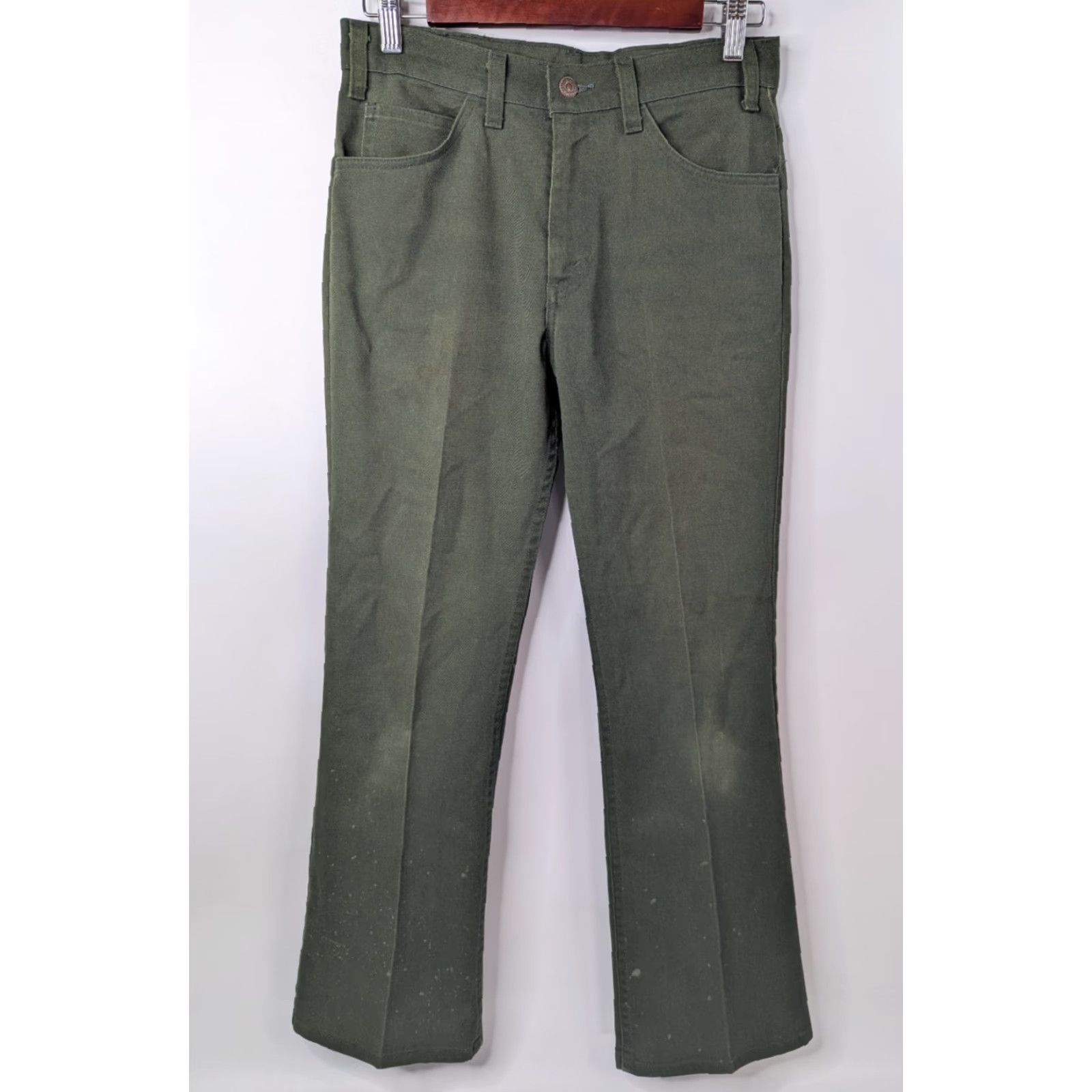 Levi's Vintage Levi's 517 Sta-Prest Men’s Pants 29x30 Green Chino 70s Talon Distressed Size US 29 - 2 Thumbnail