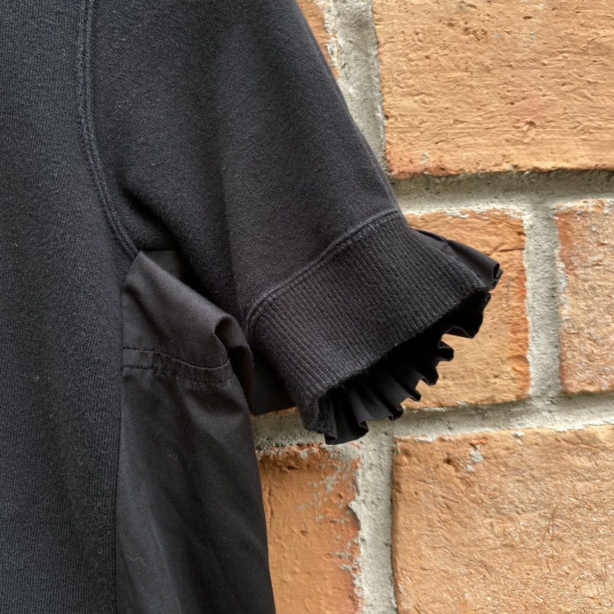 Sacai X Nike Black Short Sleeve Nike Top with Ruffle Trim