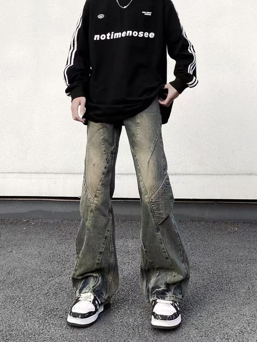 Designer × Jean × Vintage High Street Vintage Washed Spliced Micro Flare Jeans Size US 34 / EU 50 - 5 Thumbnail