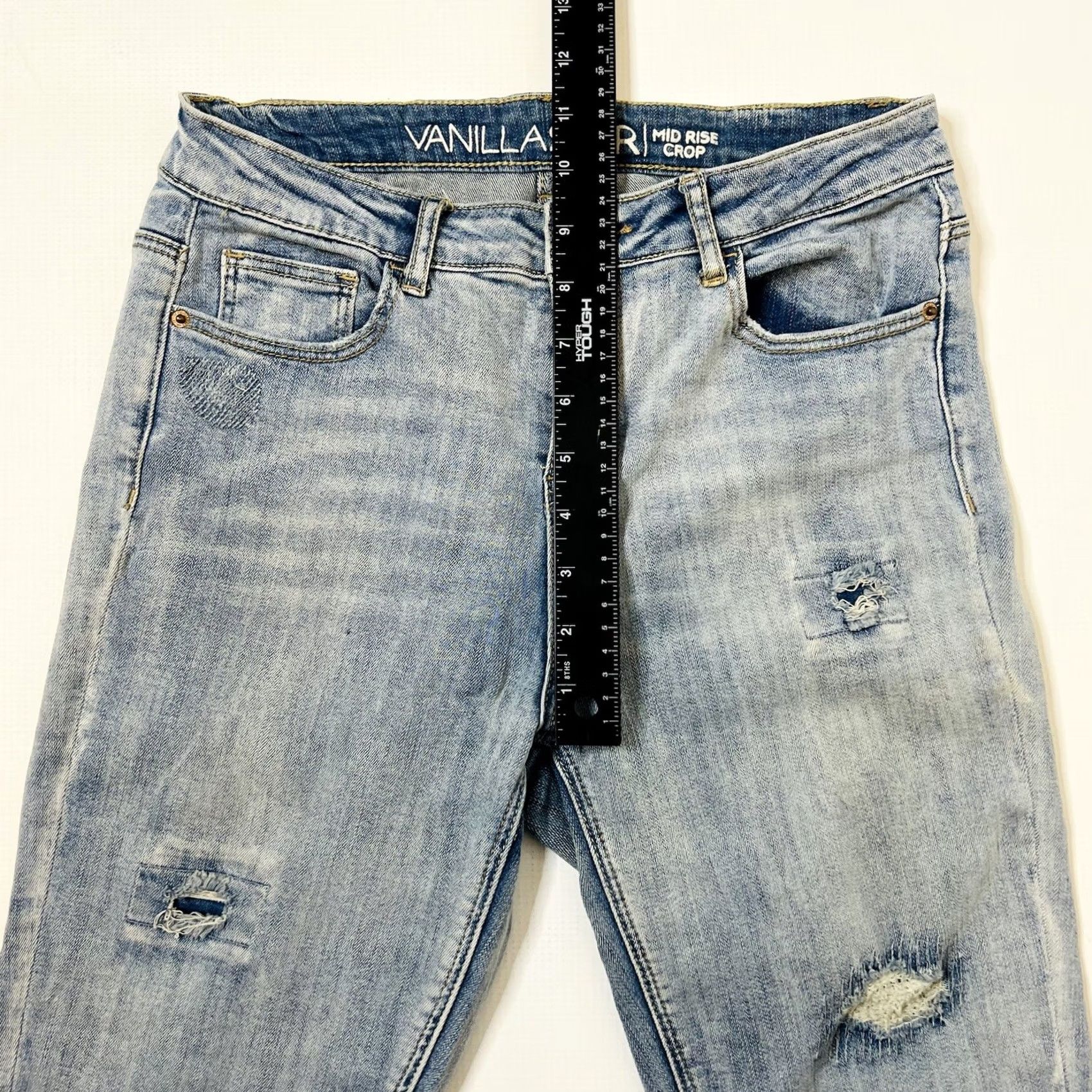 Vintage Vanilla Star Jeans Womens Blue Mid Rise Crop Distressed Stretch Size 9 School Approved Size 30" / US 8 / IT 44 - 7 Thumbnail