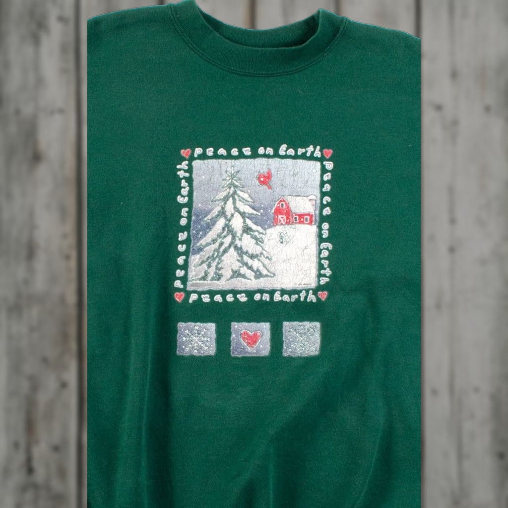 Hanes VINTAGE Hanes Green Ugly Christmas Sweatshirt XS XXL? No, Size: X-Large? Size XL / US 12-14 / IT 48-50 - 1 Thumbnail