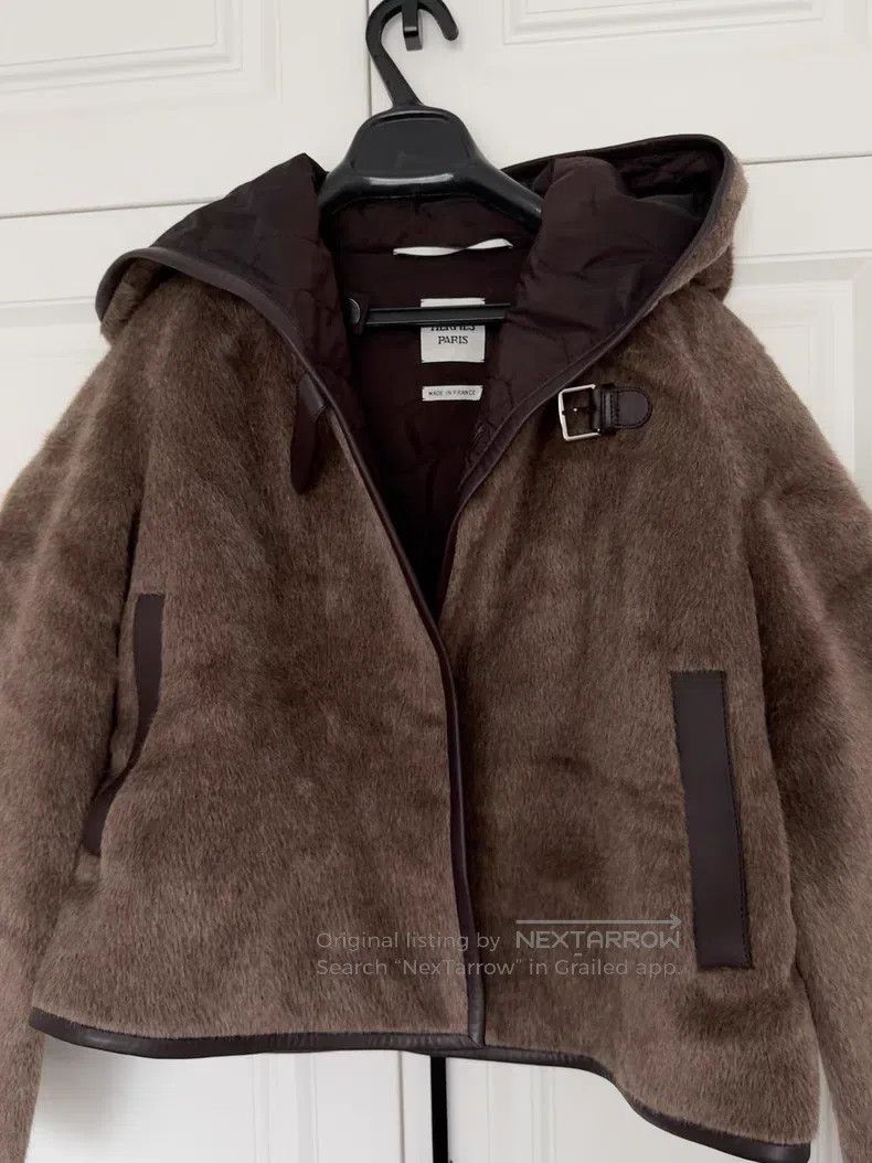 Hermes Hermes Alpaca Fleece Hooded Cloak Coat Size XXS / US 00 / IT 34 - 1 Thumbnail