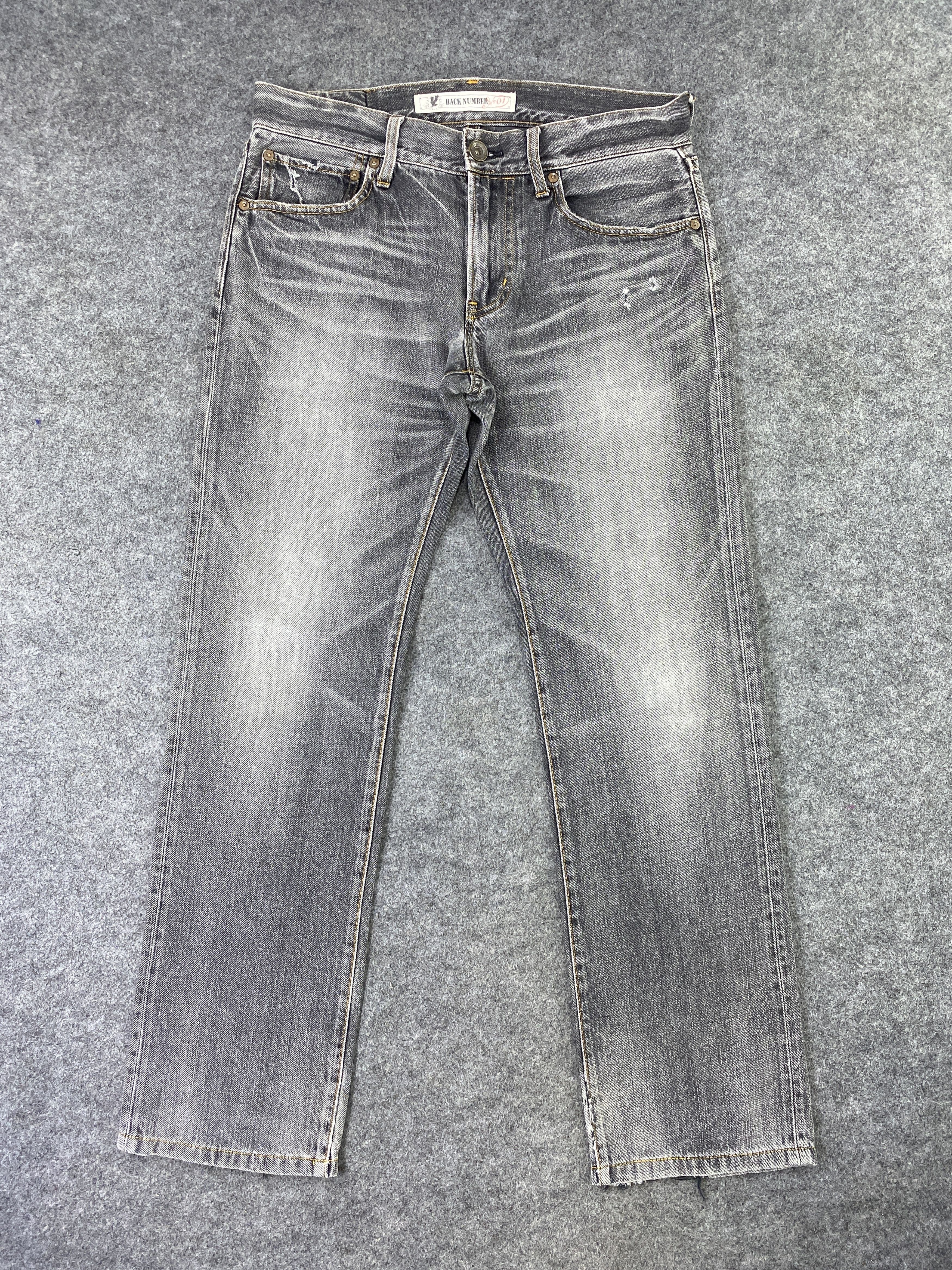 Japanese Brand Japanese Brand Back Number Faded Black Wash Jeans -J1133 Size US 33 - 1 Thumbnail