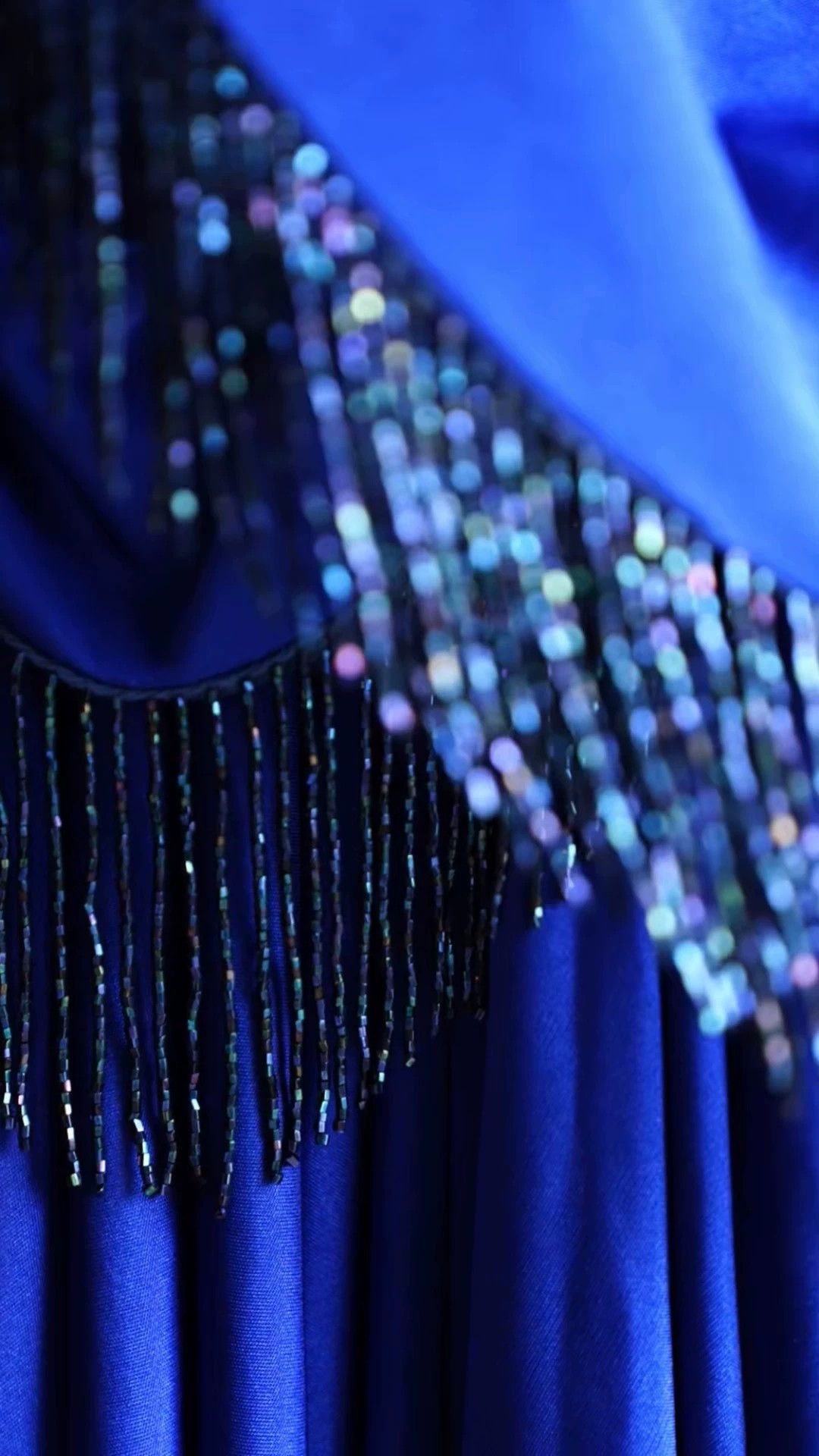 Vintage Vintage Klein Blue Pleated Beaded Tassel Dress Size L / US 10 / IT 46 - 2 Thumbnail