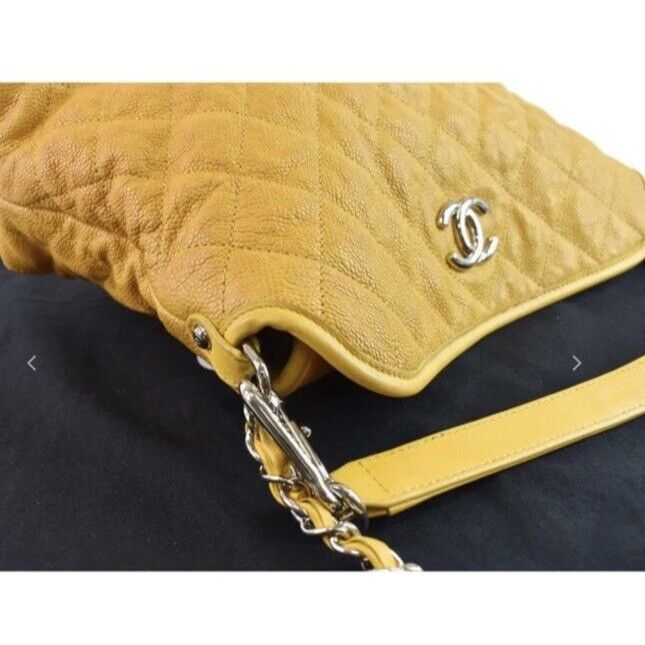 Chanel Chanel French Riviera Quilted CaviarLeather Hobo Bag Yellow Size ONE SIZE - 10 Thumbnail